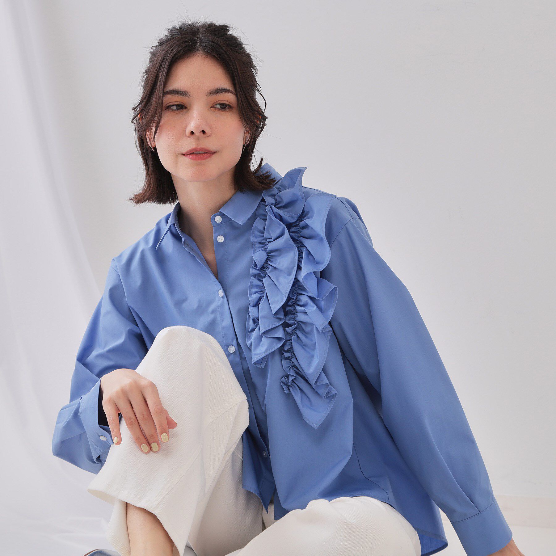 OPAQUE.CLIP「《andGIRL掲載》フリルデザインシャツ【洗濯機洗い可】」|シャツ・ブラウス|