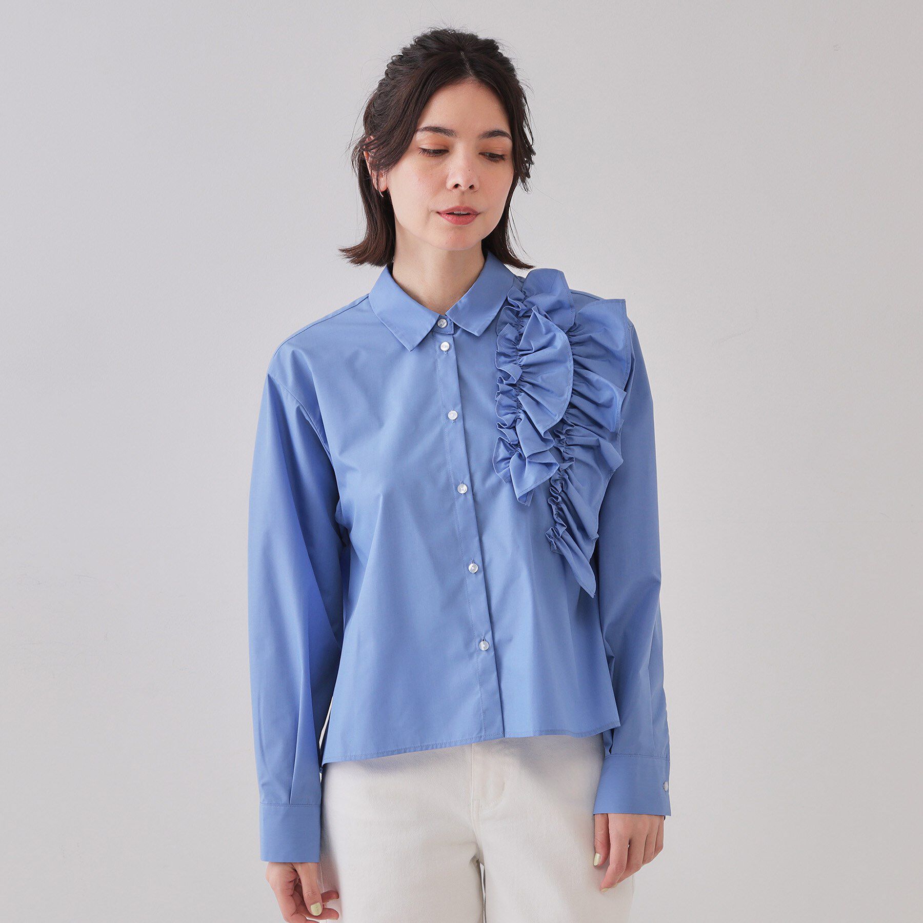 OPAQUE.CLIP「《andGIRL掲載》フリルデザインシャツ【洗濯機洗い可】」|シャツ・ブラウス|