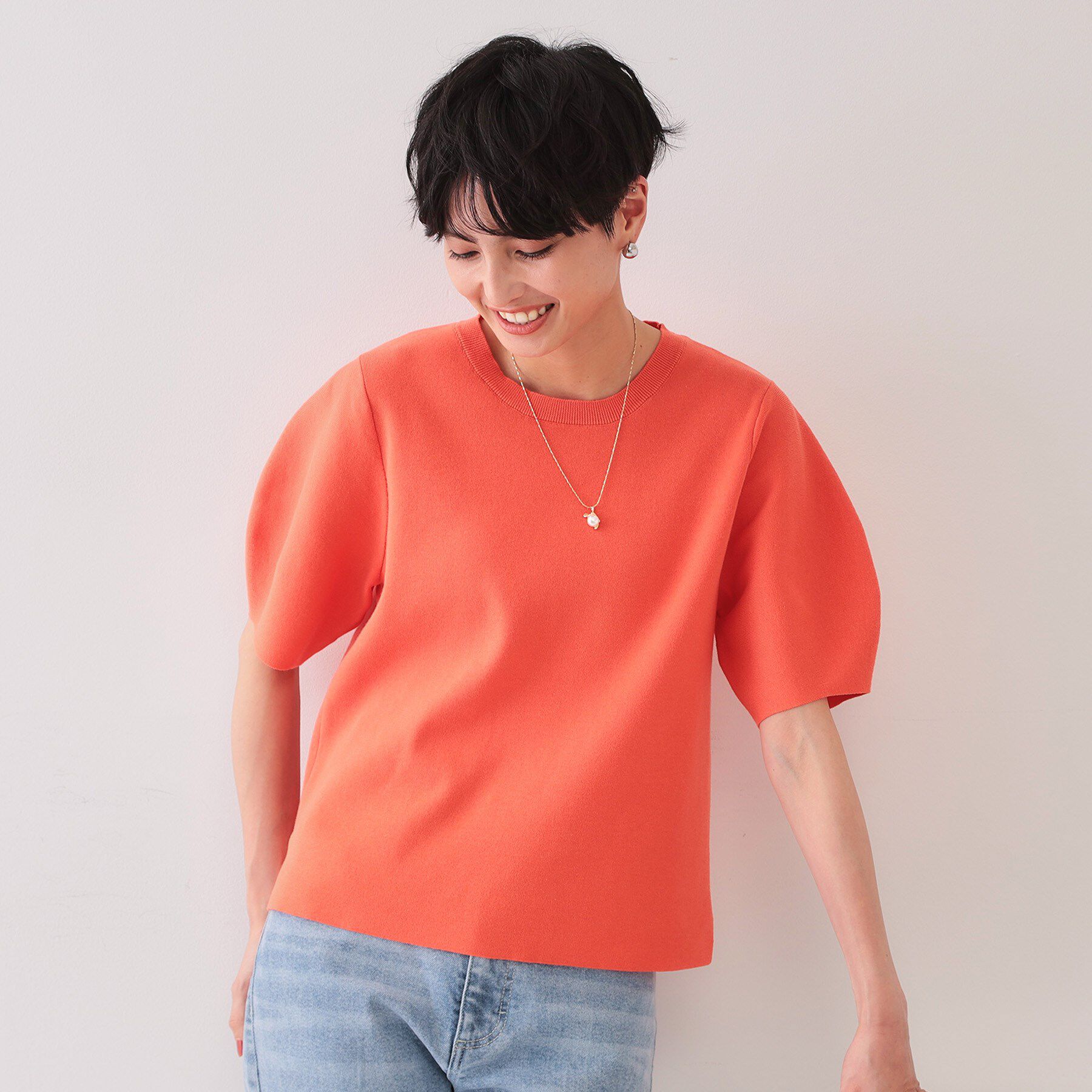 OPAQUE.CLIP「カーブスリーブニット【UV/洗濯機洗い可】」|ニット・セーター|