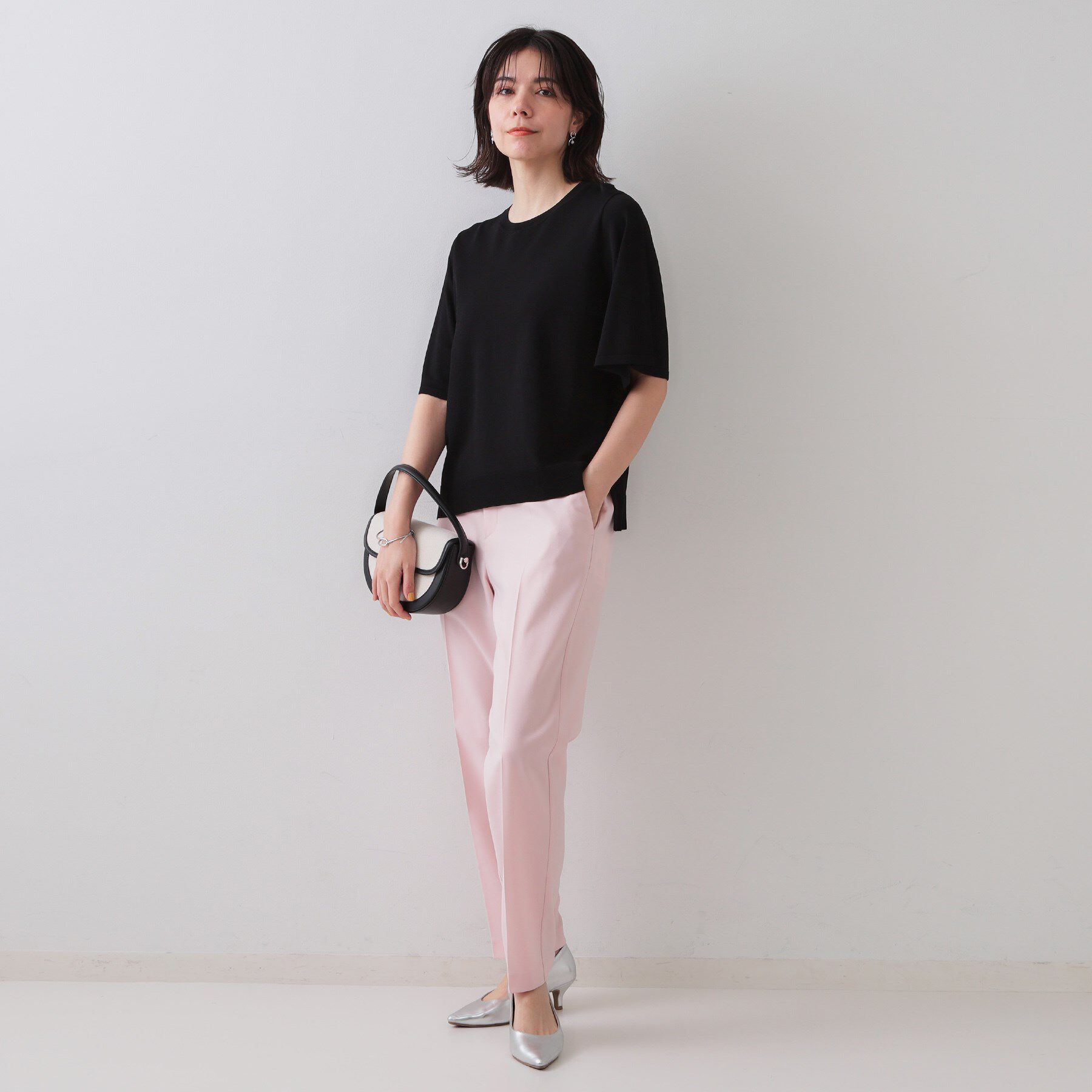 OPAQUE.CLIP「《6色展開/S-LLサイズ》フレアスリーブニット【UV/接触冷感/抗ピル/洗濯機洗い可】」|ニット・セーター|