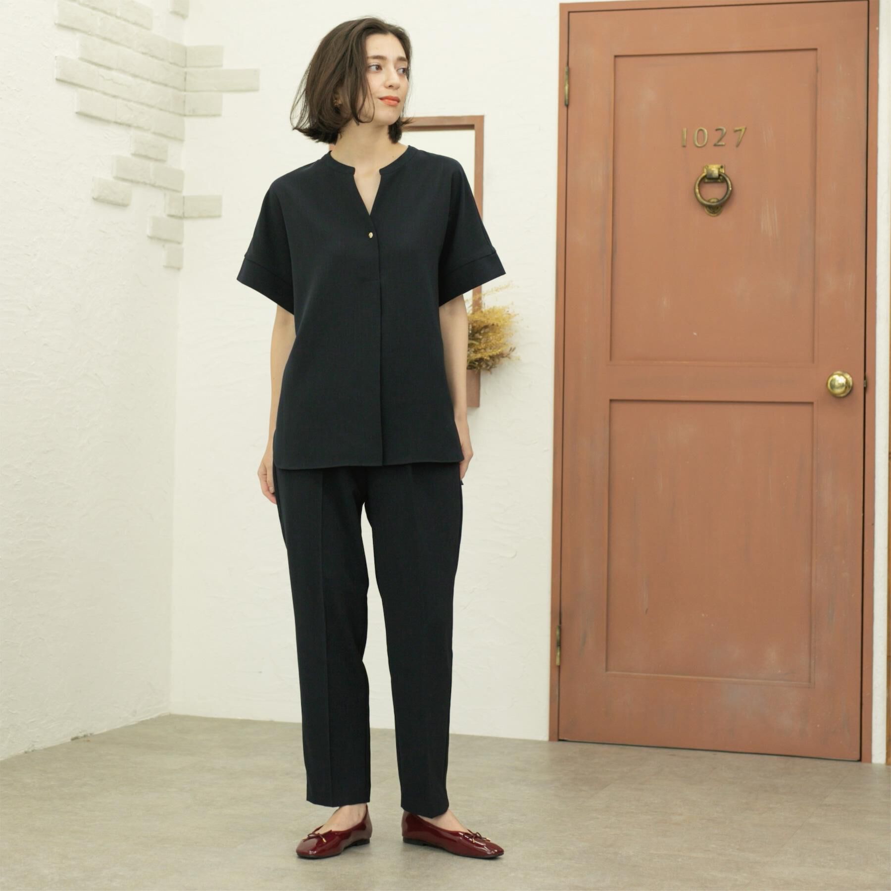 OPAQUE.CLIP「美脚イージーテーパードパンツ【防シワ/洗濯機洗い可/抗ピル/ストレッチ】《丈が選べる/SS-LLサイ」|その他|