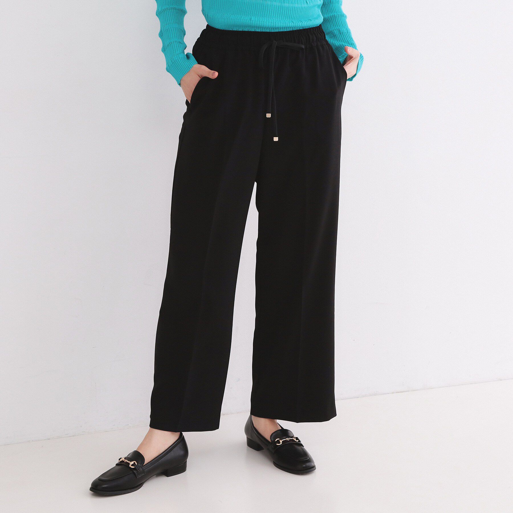 OPAQUE.CLIP「美脚イージーワイドパンツ【防シワ/洗濯機洗い可/抗ピル/ストレッチ】《丈が選べる/SS-LLサイズ/」|その他|ブラック(019)
