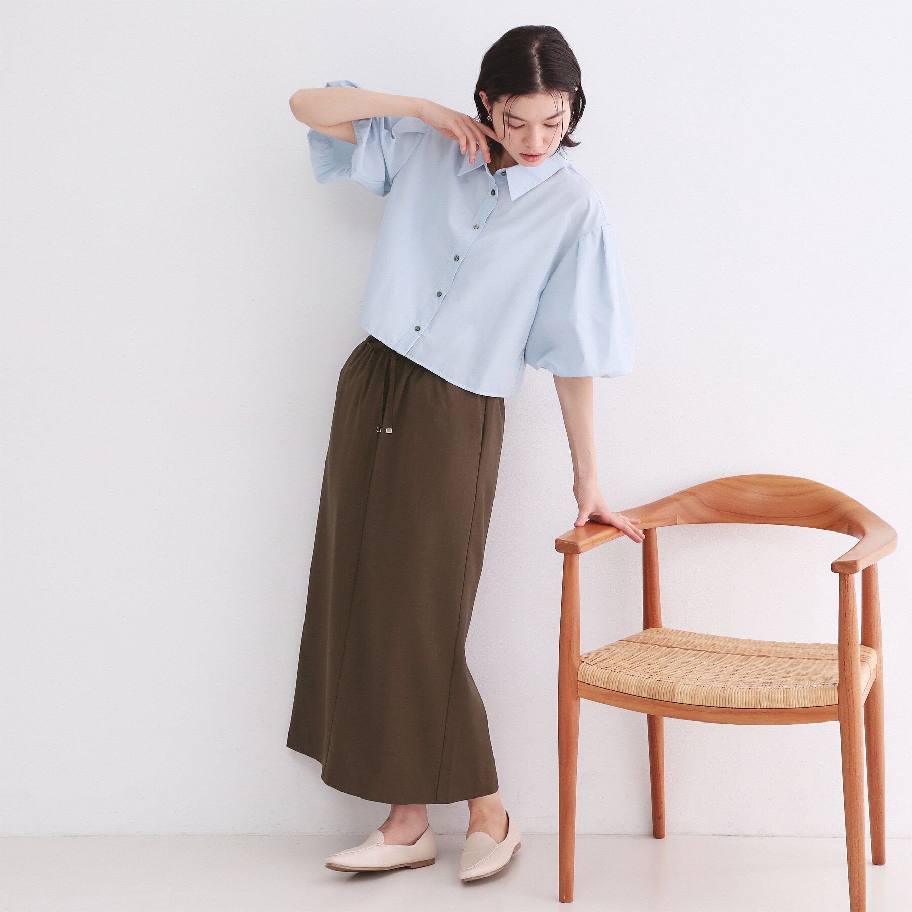 OPAQUE.CLIP「ラメストライプイージーナロースカート/セットアップ可【洗濯機洗い可/防シワ/吸水速乾】」|スカート|