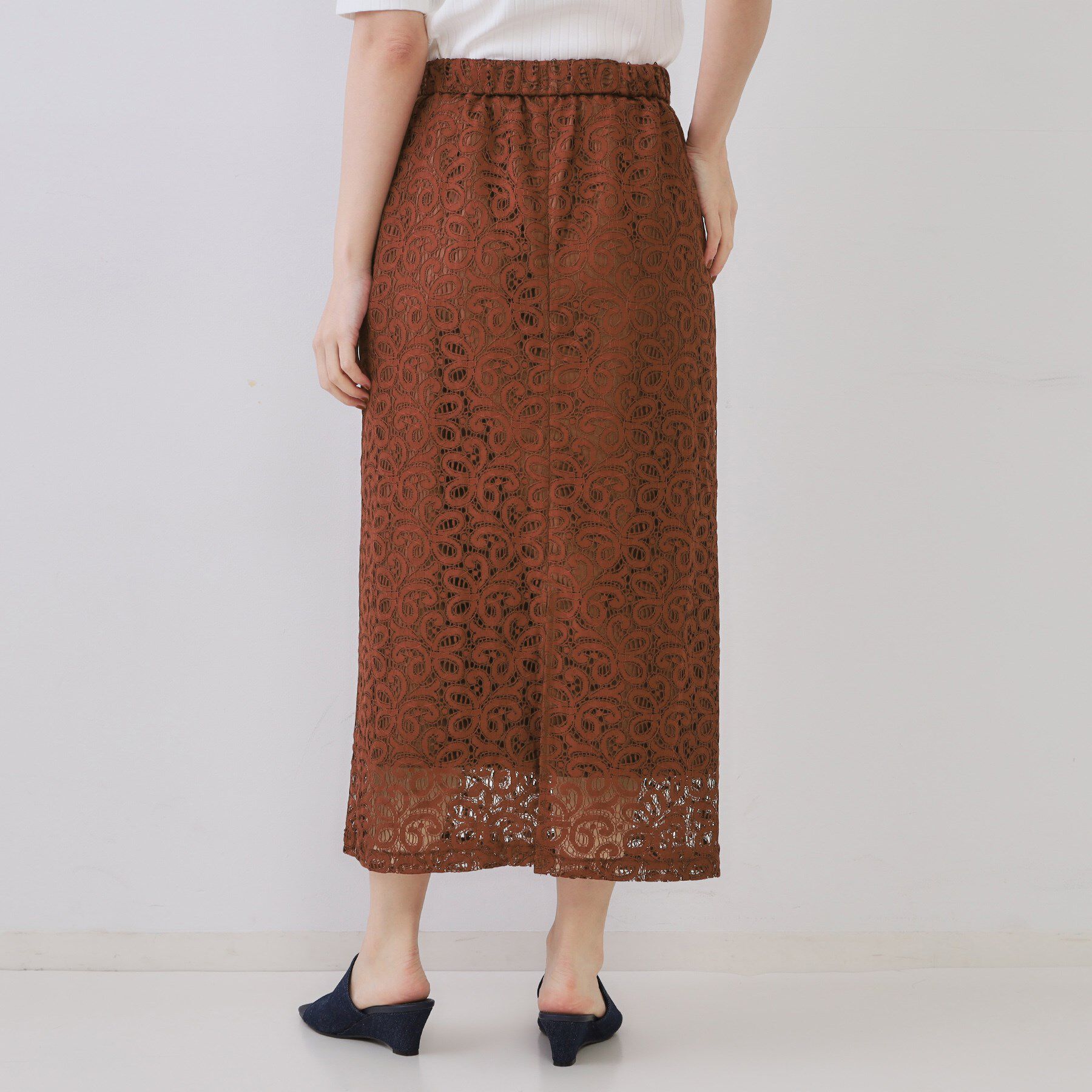 OPAQUE.CLIP「《美人百花掲載》レースイージーナロースカート【洗濯機洗い可】」|スカート|