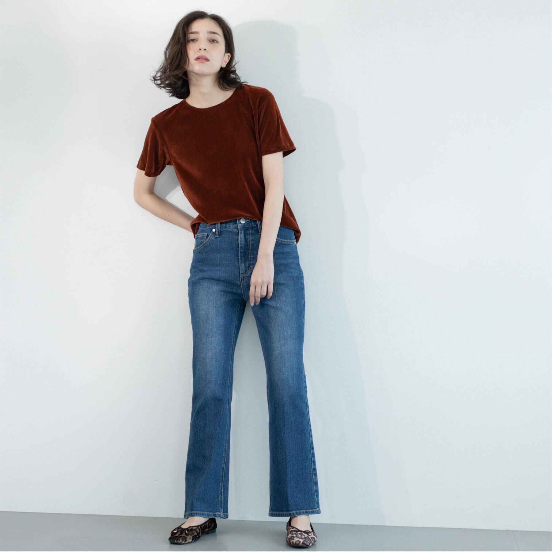 OPAQUE.CLIP「ストレッチセミフレアデニム【洗濯機洗い可】《SS～LL》」|デニム|