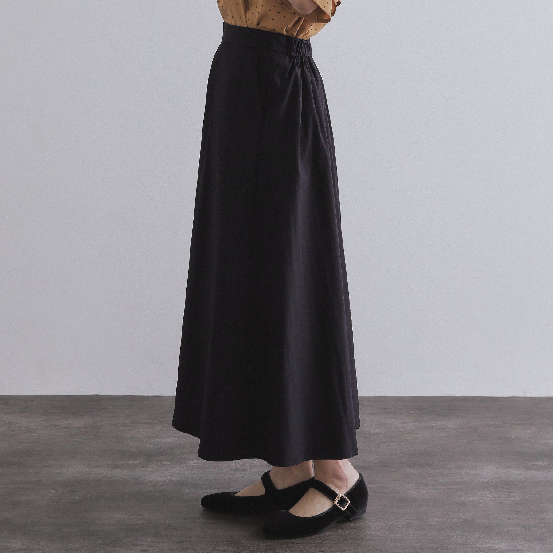 OPAQUE.CLIP「コットンライクフレアスカート【洗濯機洗い可】」|スカート|