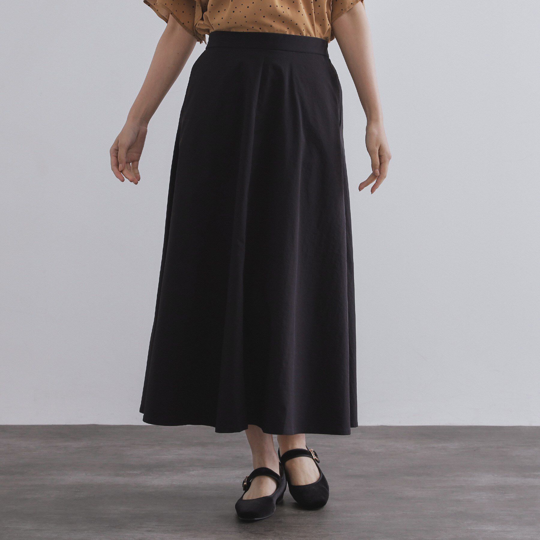 OPAQUE.CLIP「コットンライクフレアスカート【洗濯機洗い可】」|スカート|