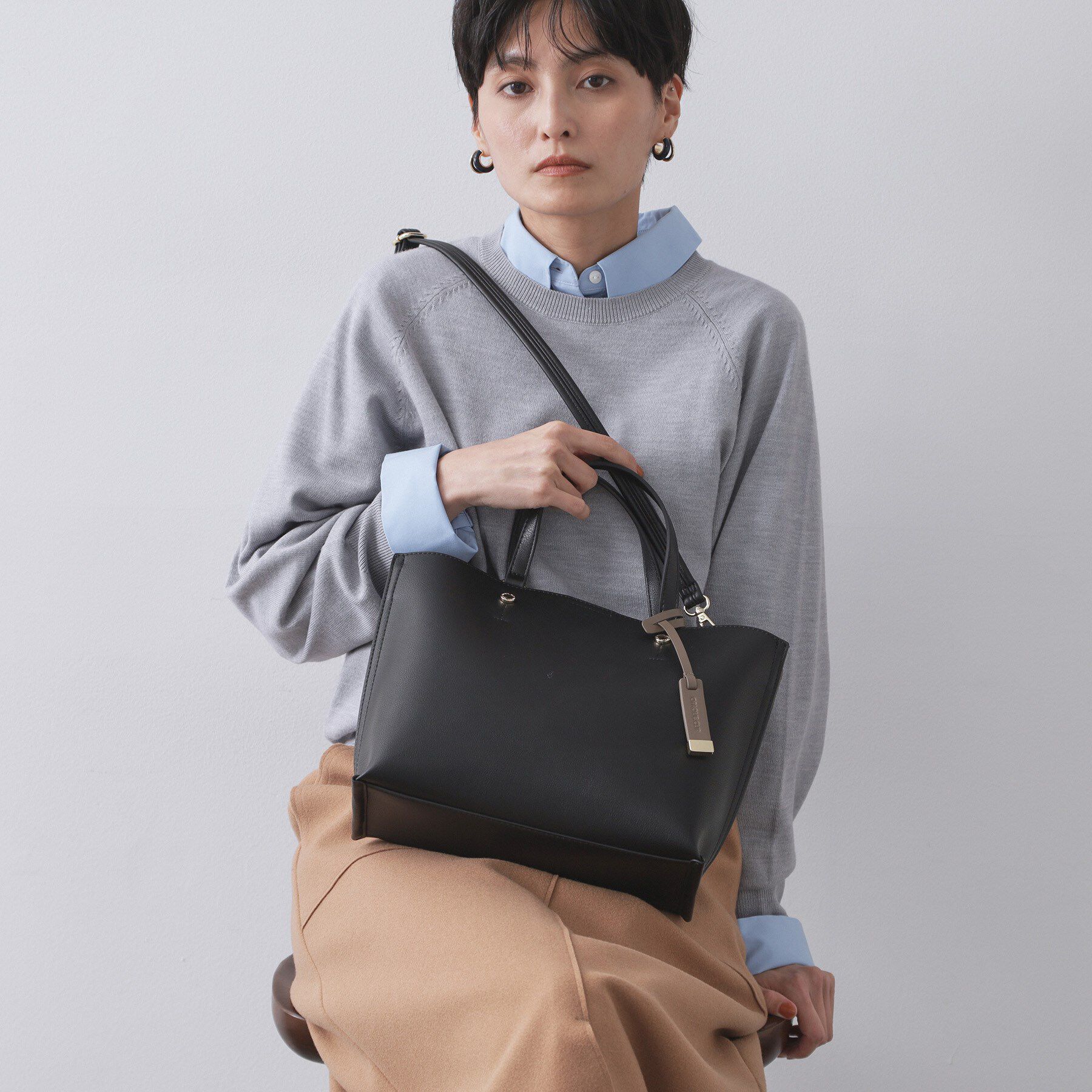 OPAQUE.CLIP「【2WAY/名品】バイカラー3層ミドルトートバッグ」|トートバッグ|