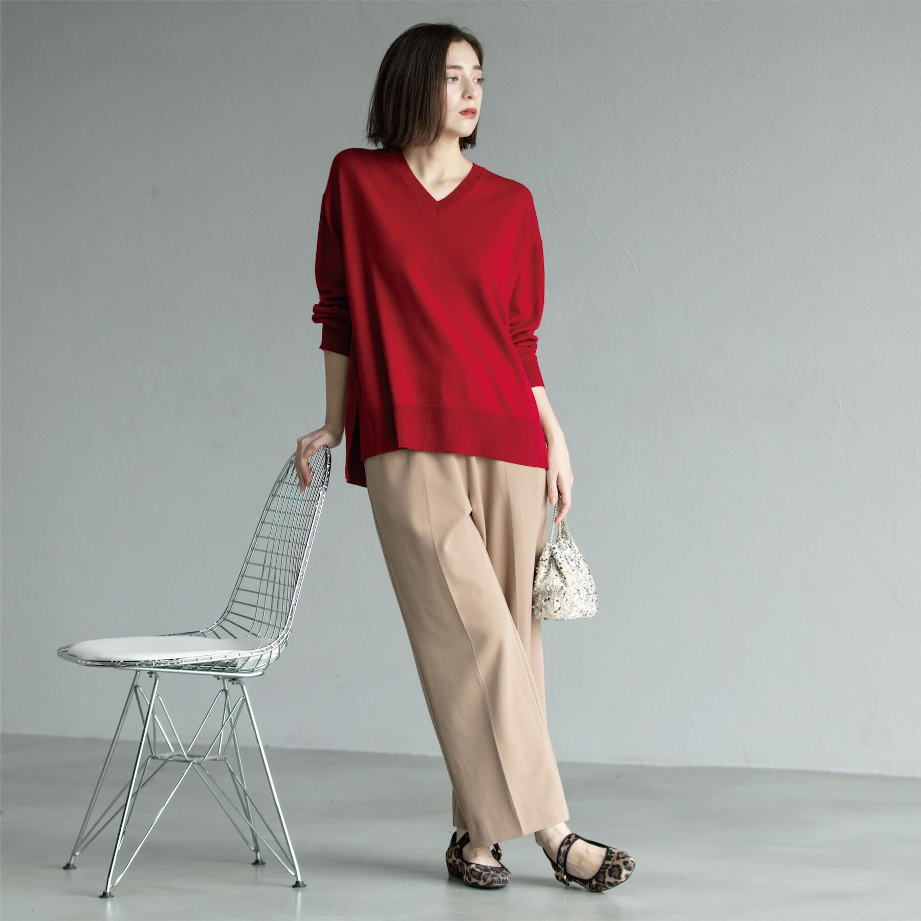 OPAQUE.CLIP「Vネックニット/エクストラファインメリノウール【THEシリーズ/洗濯機OK】」|ニット・セーター|