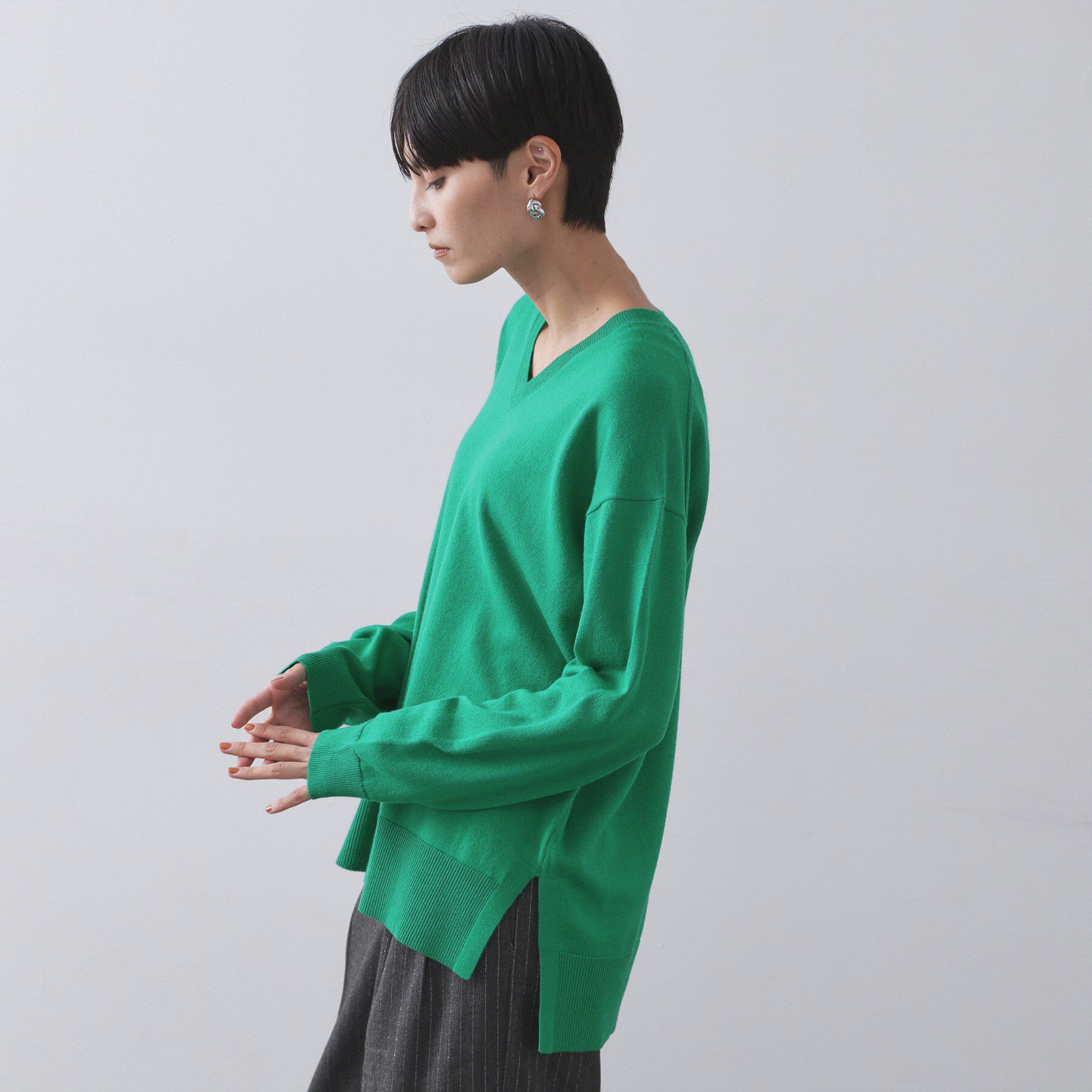 OPAQUE.CLIP「Vネックニット/エクストラファインメリノウール【THEシリーズ/洗濯機OK】」|ニット・セーター|