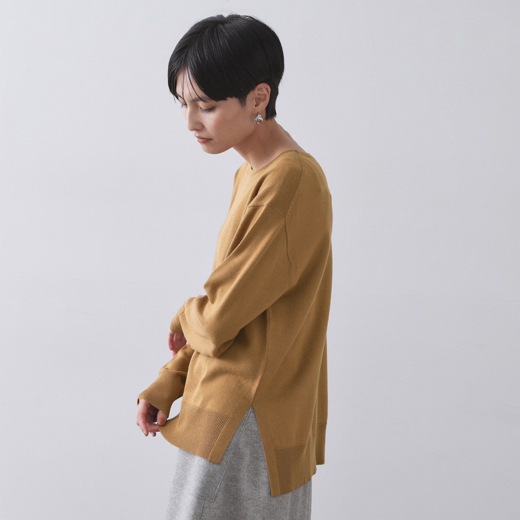 OPAQUE.CLIP「ボートネックニット/エクストラファインメリノウール【THEシリーズ/洗濯機OK】」|ニット・セーター|