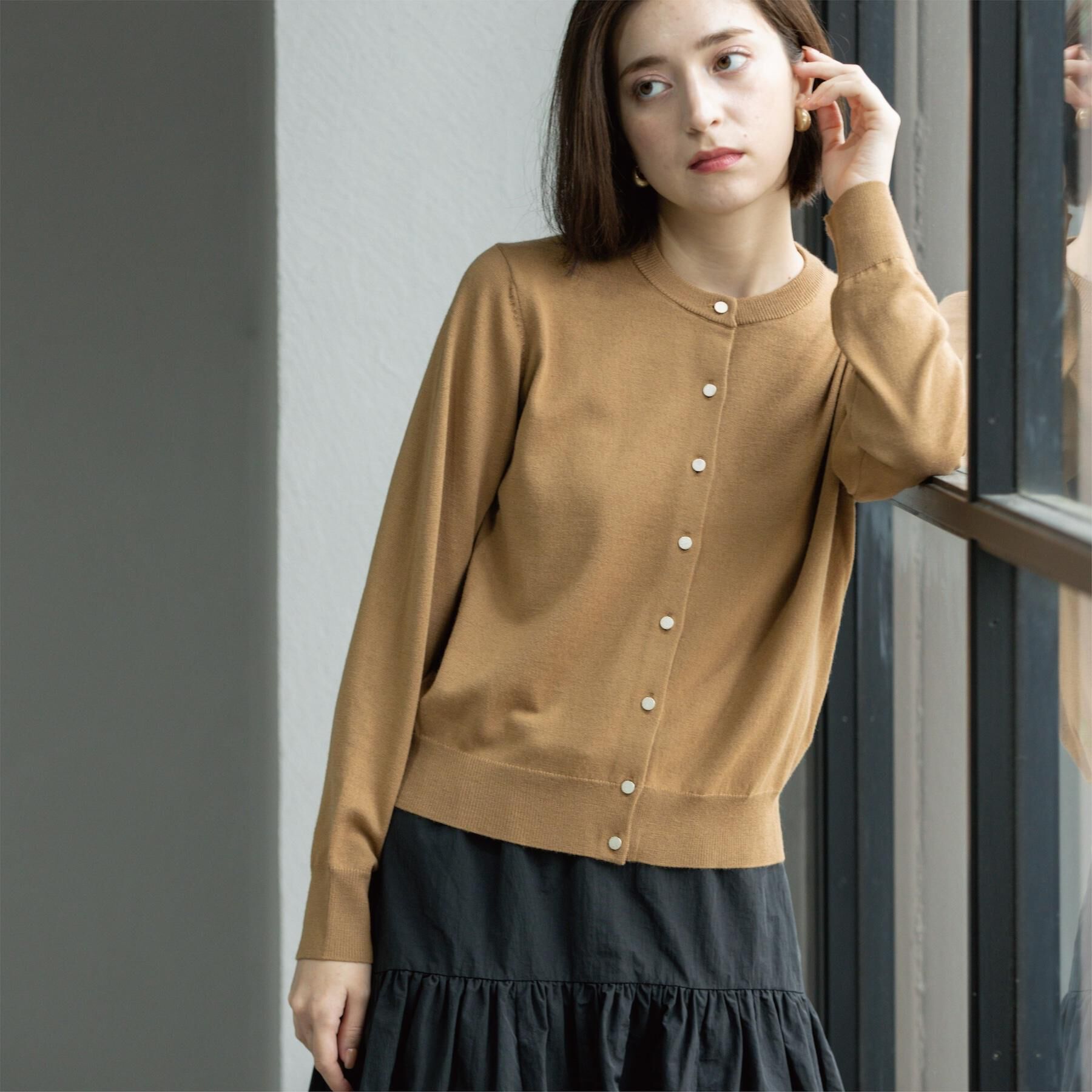 OPAQUE.CLIP「クルーニットカーディガン/エクストラファインメリノウール【THEシリーズ/洗濯機OK】」|カーディガン|