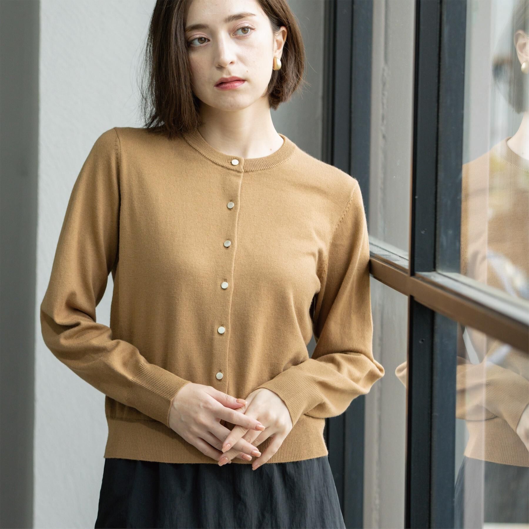 OPAQUE.CLIP「クルーニットカーディガン/エクストラファインメリノウール【THEシリーズ/洗濯機OK】」|カーディガン|