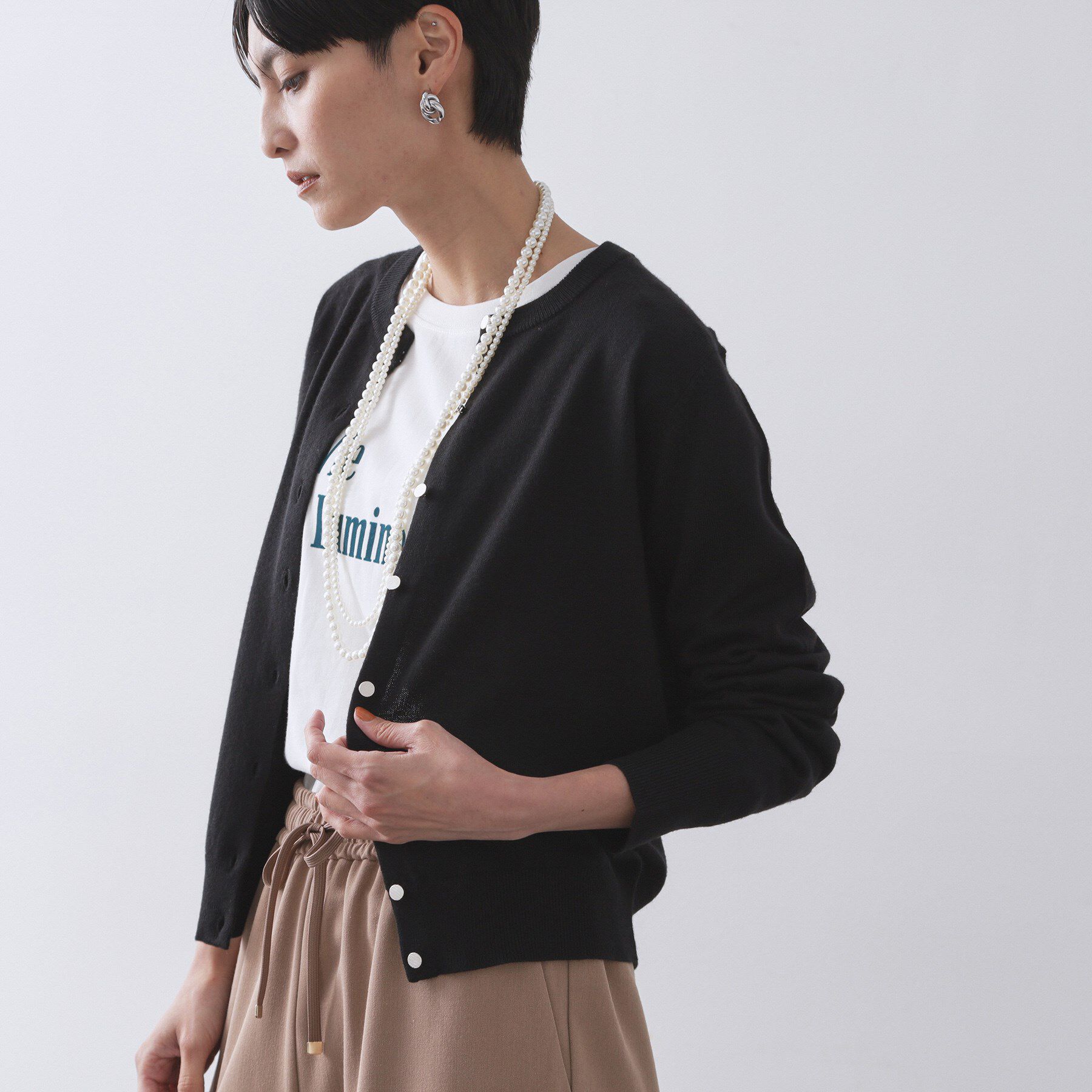 OPAQUE.CLIP「クルーニットカーディガン/エクストラファインメリノウール【THEシリーズ/洗濯機OK】」|カーディガン|