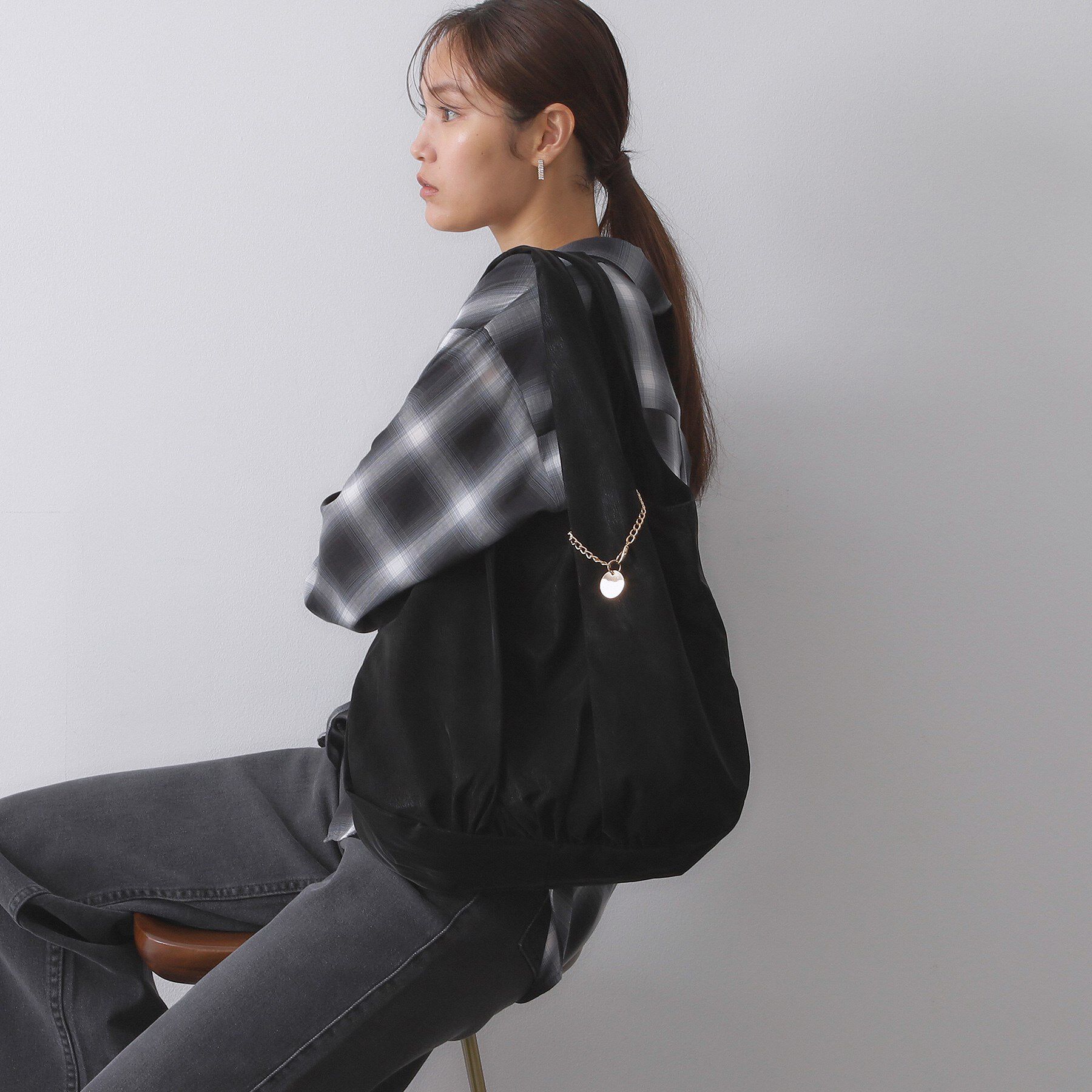 OPAQUE.CLIP「【A4サイズ対応】ヌバック調合皮ビッグトート」|トートバッグ|ブラック(019)