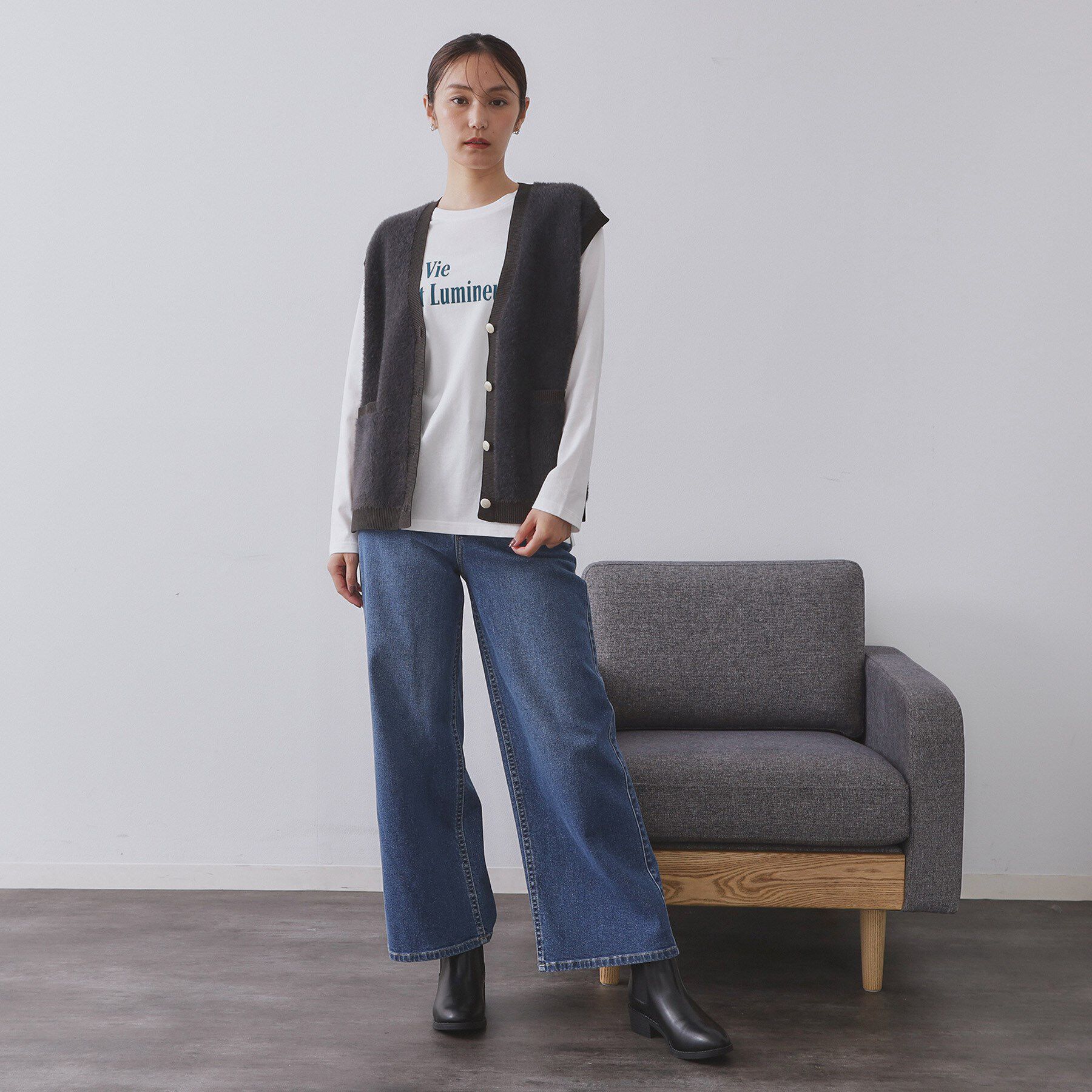 OPAQUE.CLIP「フェザーヤーンニットベスト【洗濯機OK/抗ピル】」|ニット・セーター|