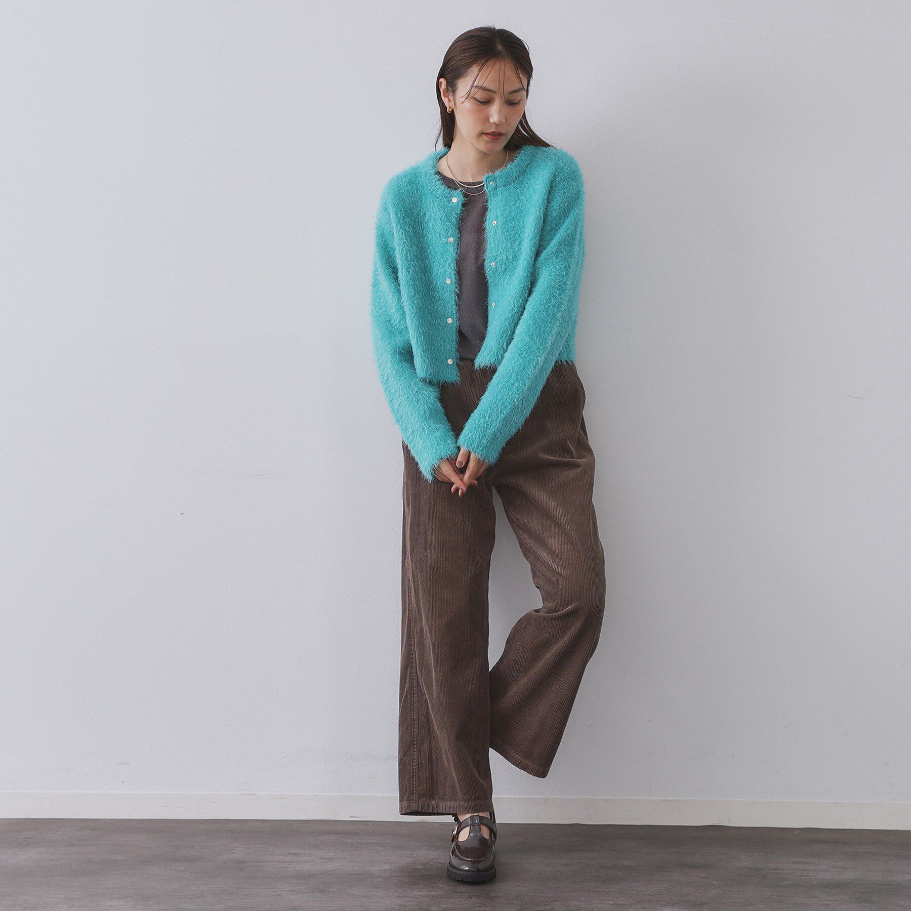 OPAQUE.CLIP「シャギーショートカーディガン【洗濯機OK】《6col》」|カーディガン|