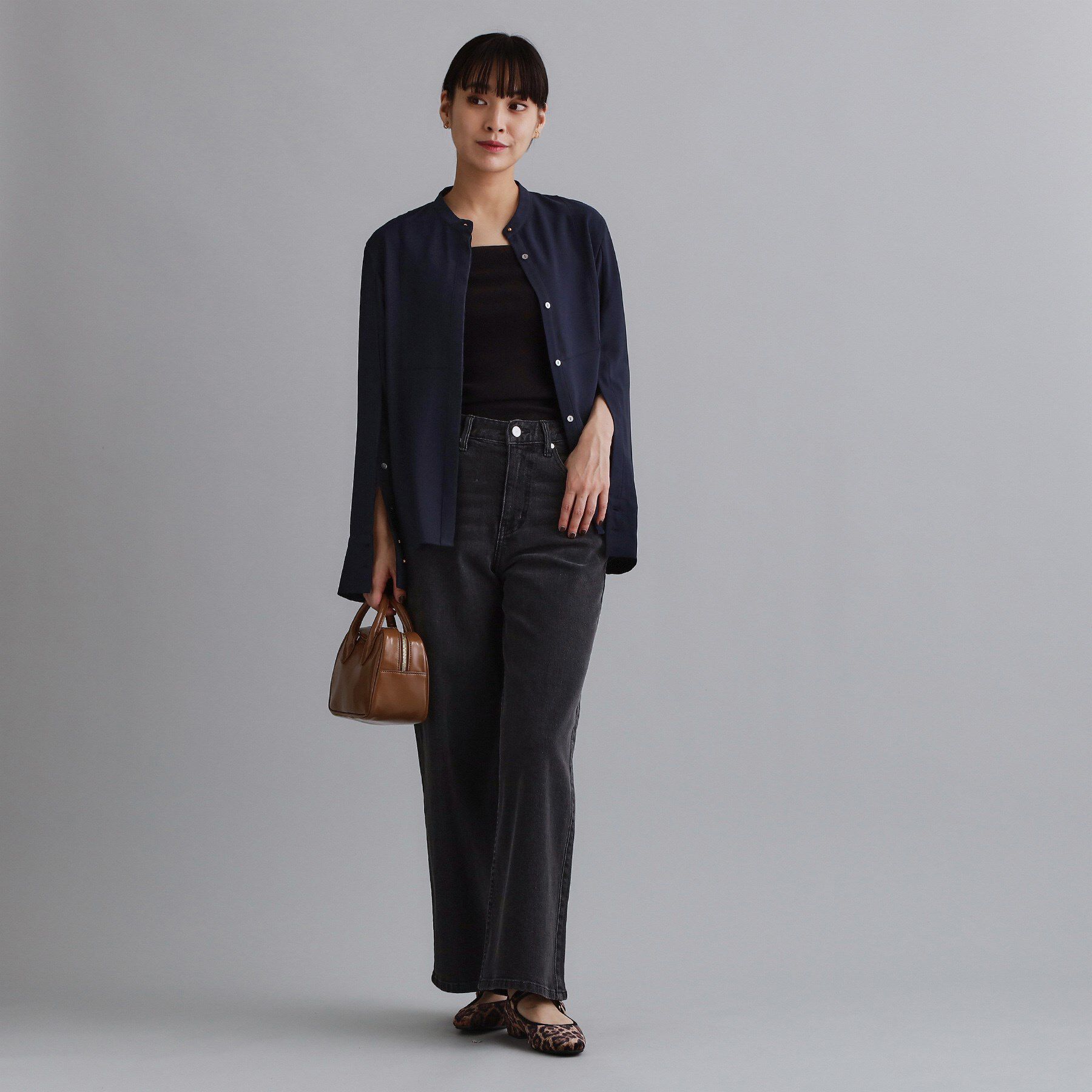 OPAQUE.CLIP「【es】ブザム切替バンドカラーシャツブラウス【洗濯機OK/防シワ/UVケア/接触冷感】」|シャツ・ブラウス|