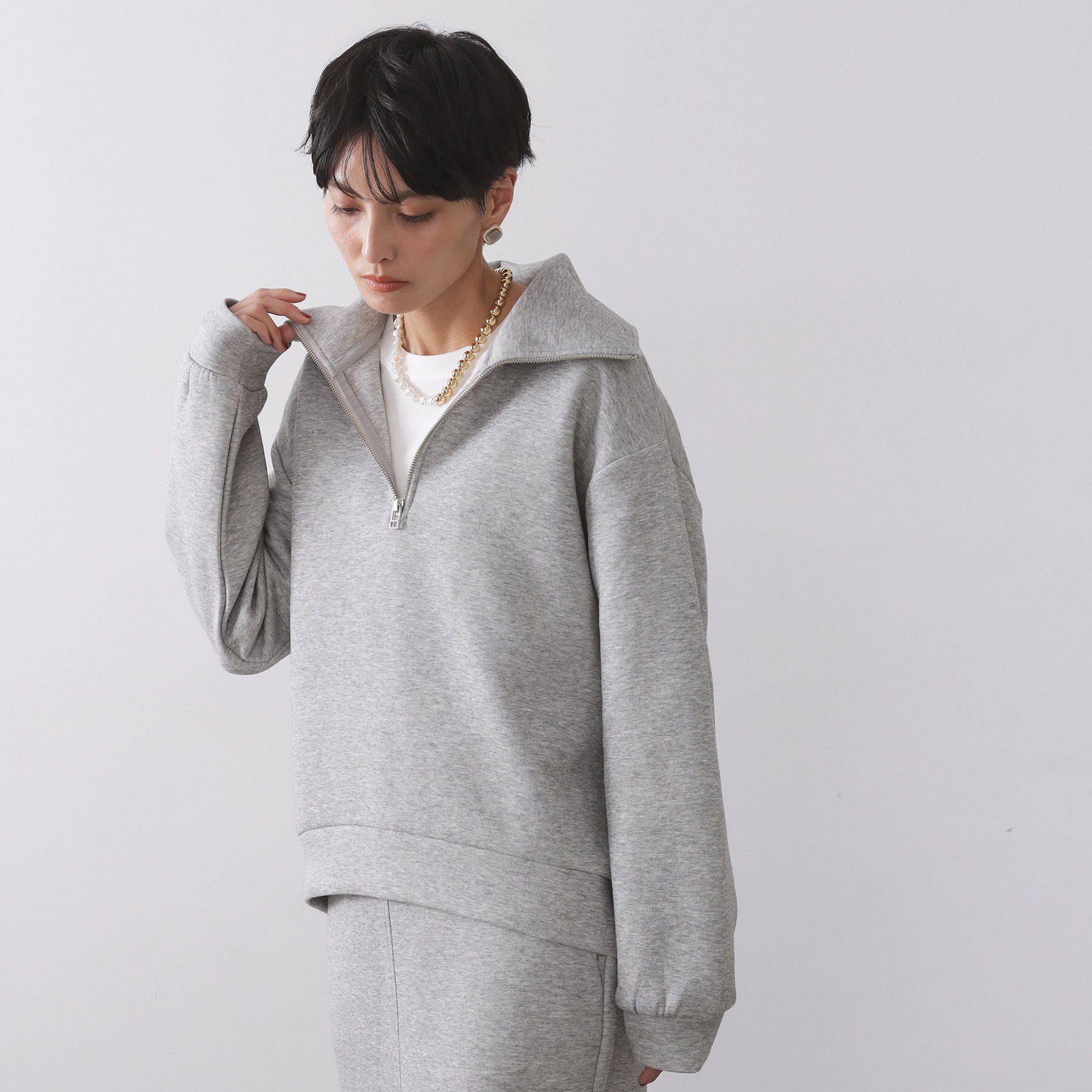 OPAQUE.CLIP「ハーフジップトップス/セットアップ対応可【洗濯機OK】」|Tシャツ・カットソー|