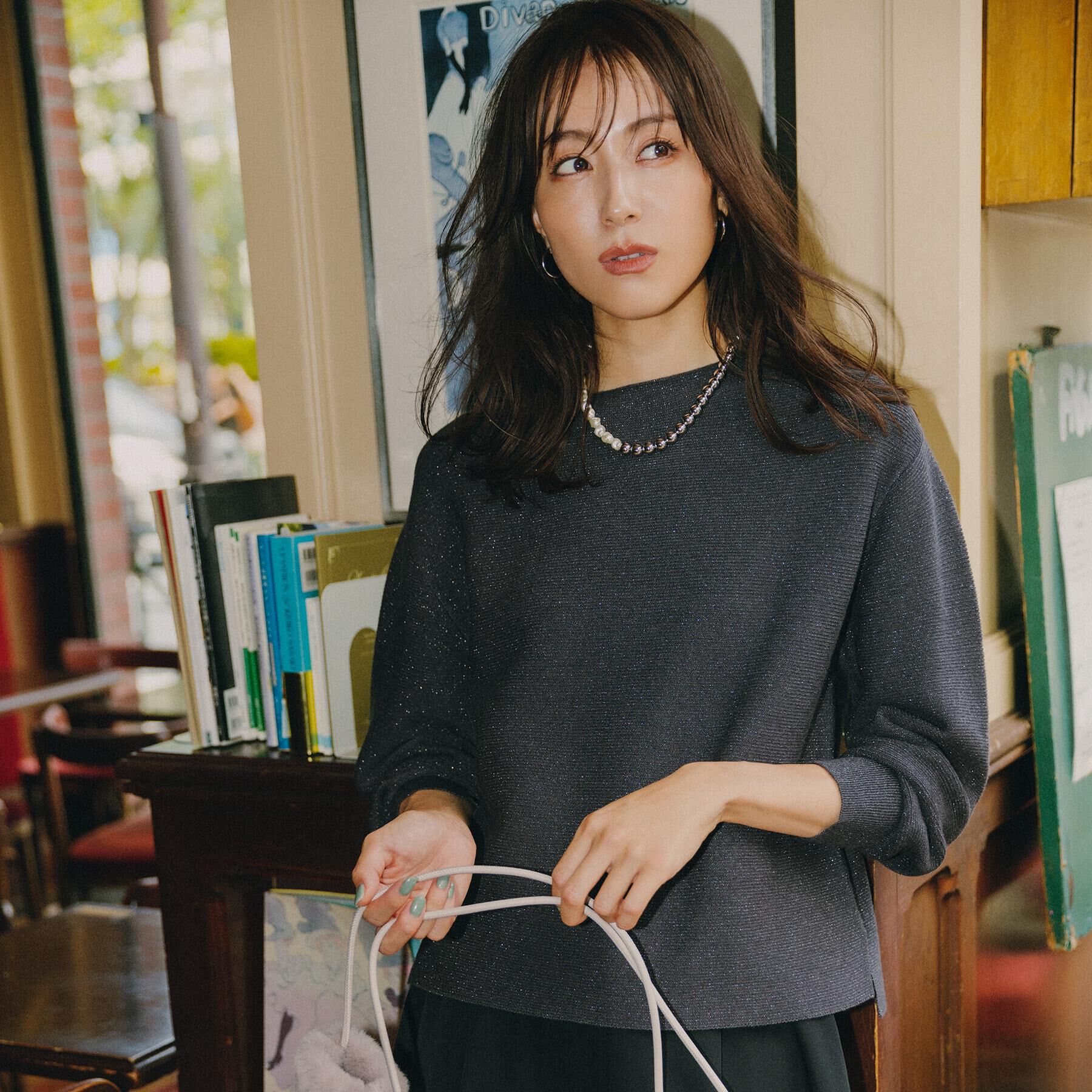 OPAQUE.CLIP「ラメガーターボートネックニット【洗濯機OK】」|ニット・セーター|