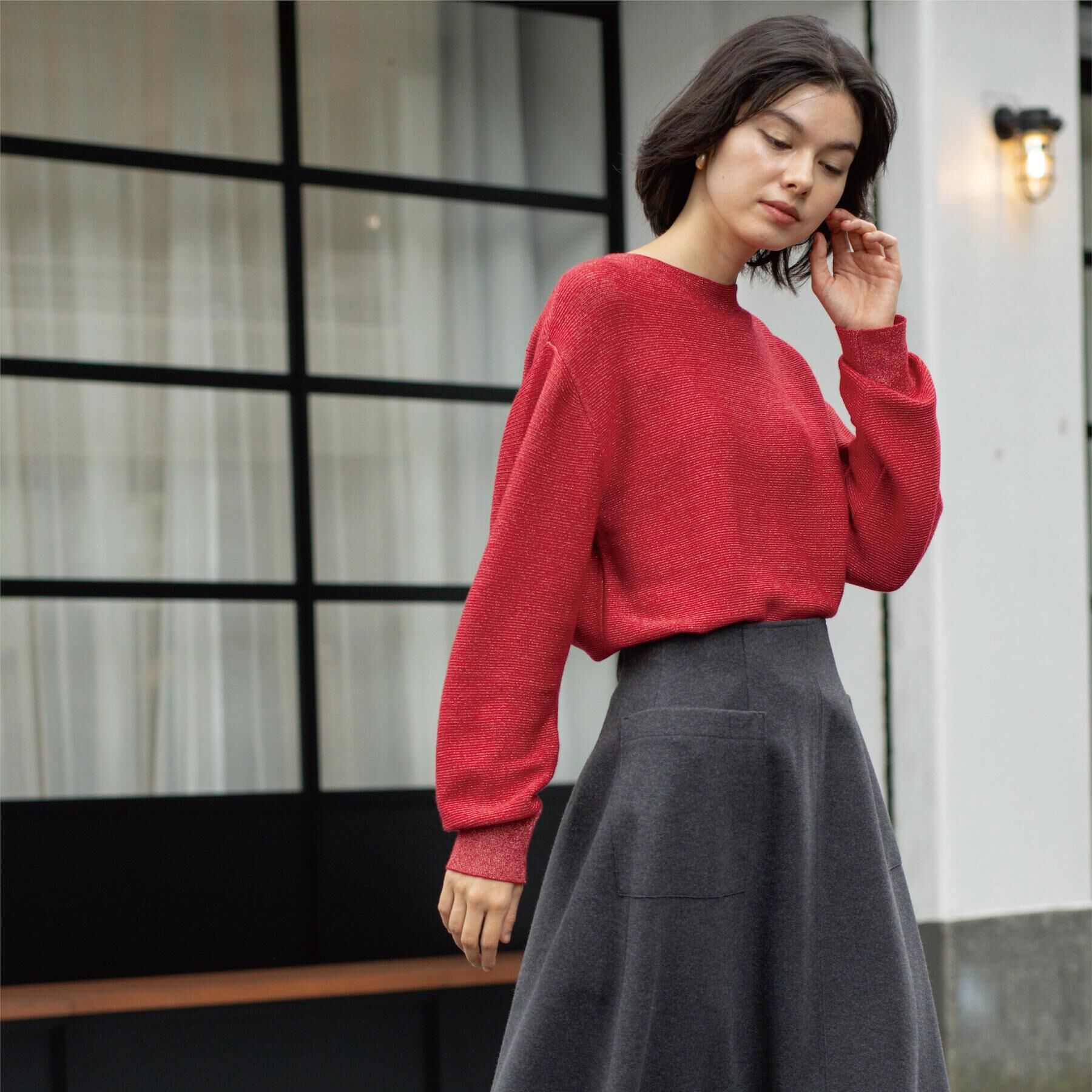 OPAQUE.CLIP「ラメガーターボートネックニット【洗濯機OK】」|ニット・セーター|