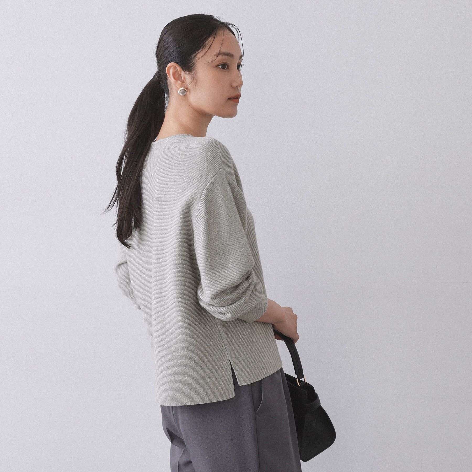 OPAQUE.CLIP「ラメガーターボートネックニット【洗濯機OK】」|ニット・セーター|