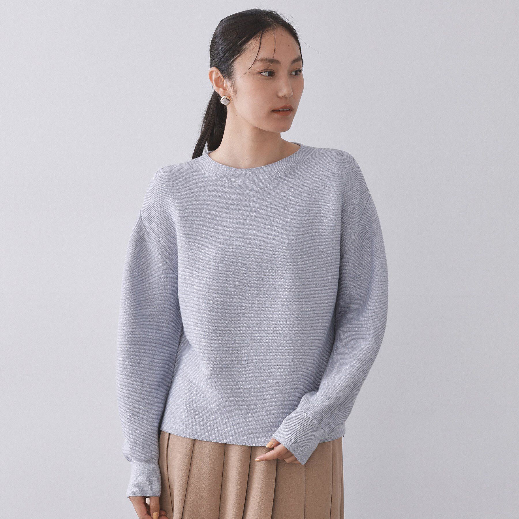 OPAQUE.CLIP「ラメガーターボートネックニット【洗濯機OK】」|ニット・セーター|