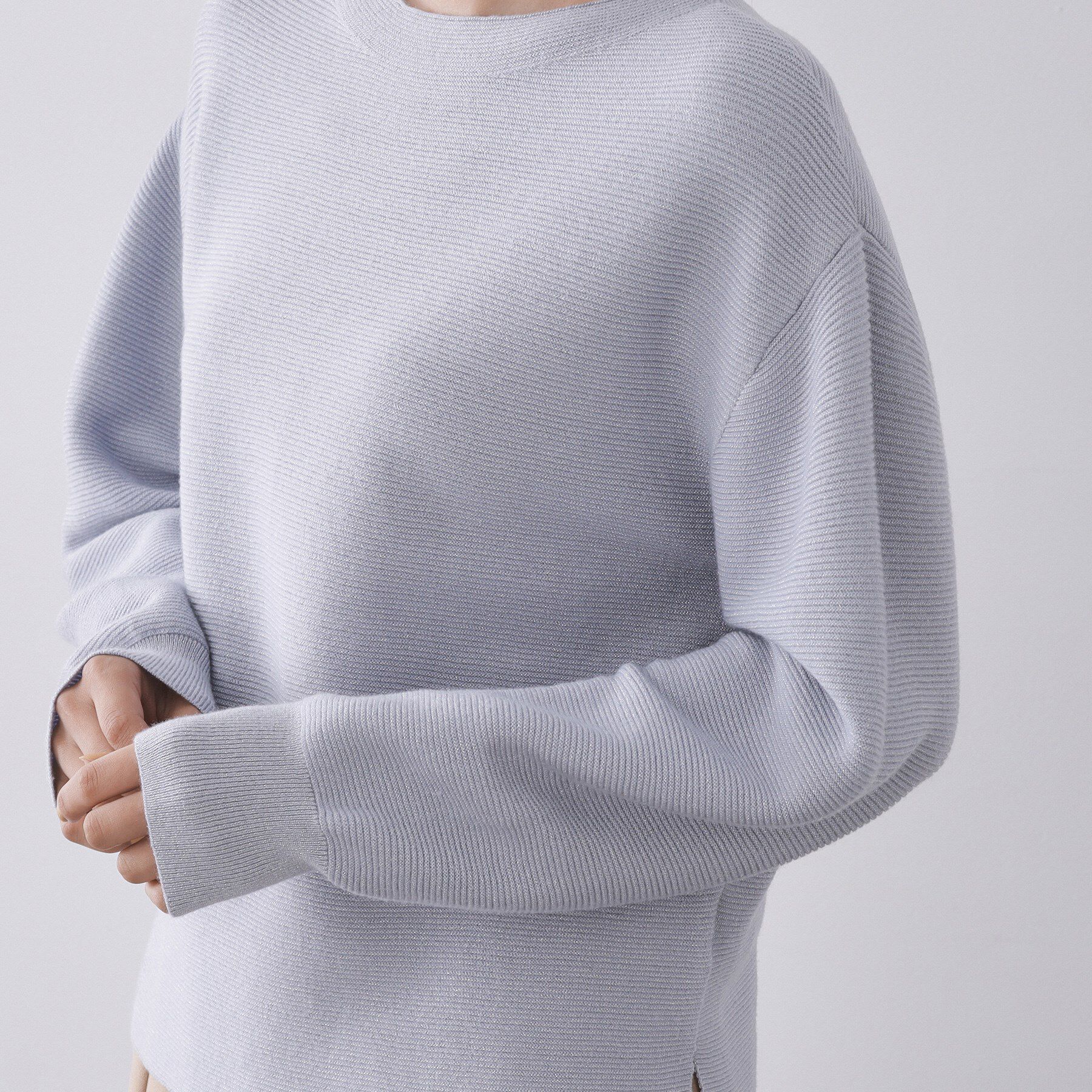 OPAQUE.CLIP「ラメガーターボートネックニット【洗濯機OK】」|ニット・セーター|