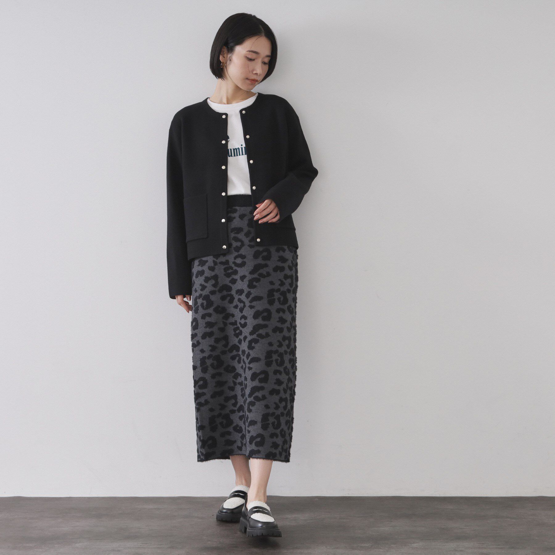 OPAQUE.CLIP「スナップボタン ダブルフェイス配色ニットカーディガン【洗濯機OK】」|カーディガン|