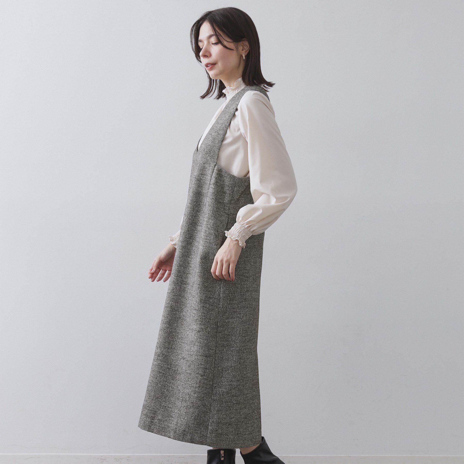 OPAQUE.CLIP「ラメツイードジャンスカ【洗濯機OK】」|ワンピース|