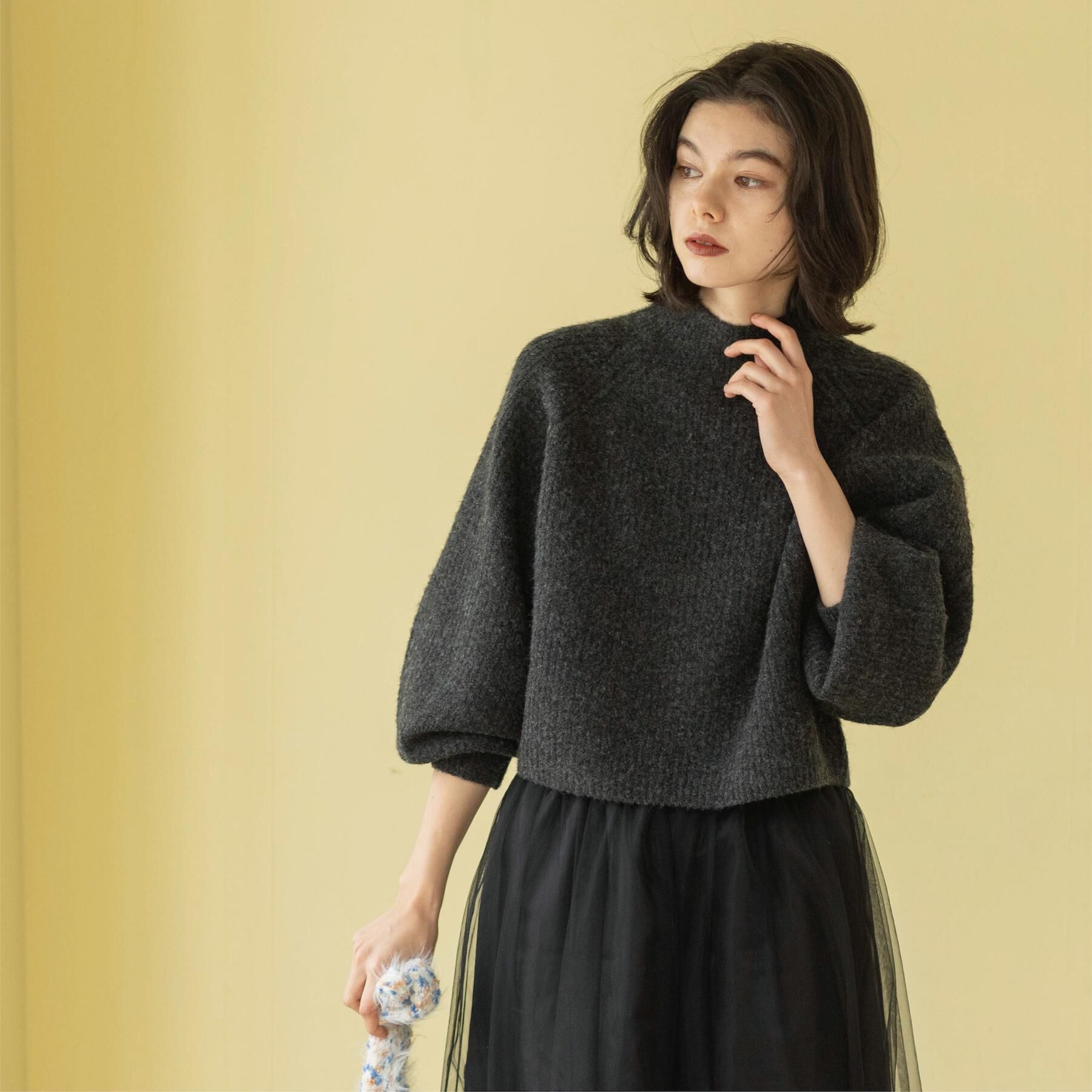 OPAQUE.CLIP「MIXミドルゲージショートあぜニット【洗濯機OK】」|ニット・セーター|