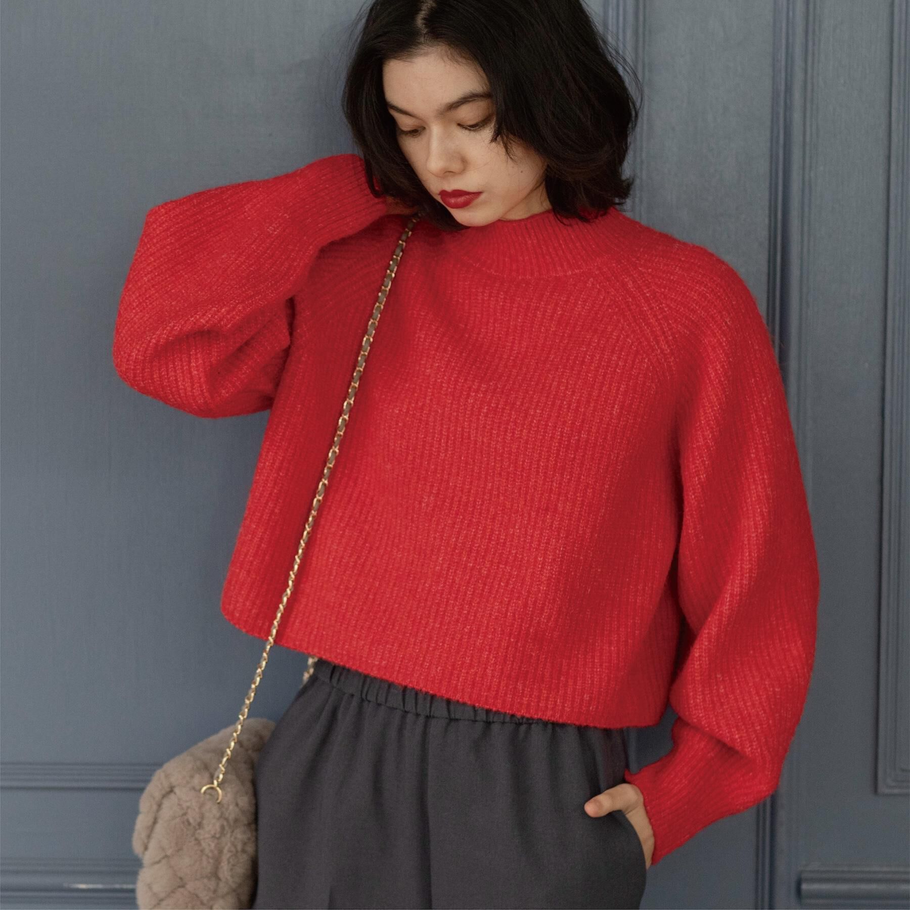 OPAQUE.CLIP「MIXミドルゲージショートあぜニット【洗濯機OK】」|ニット・セーター|