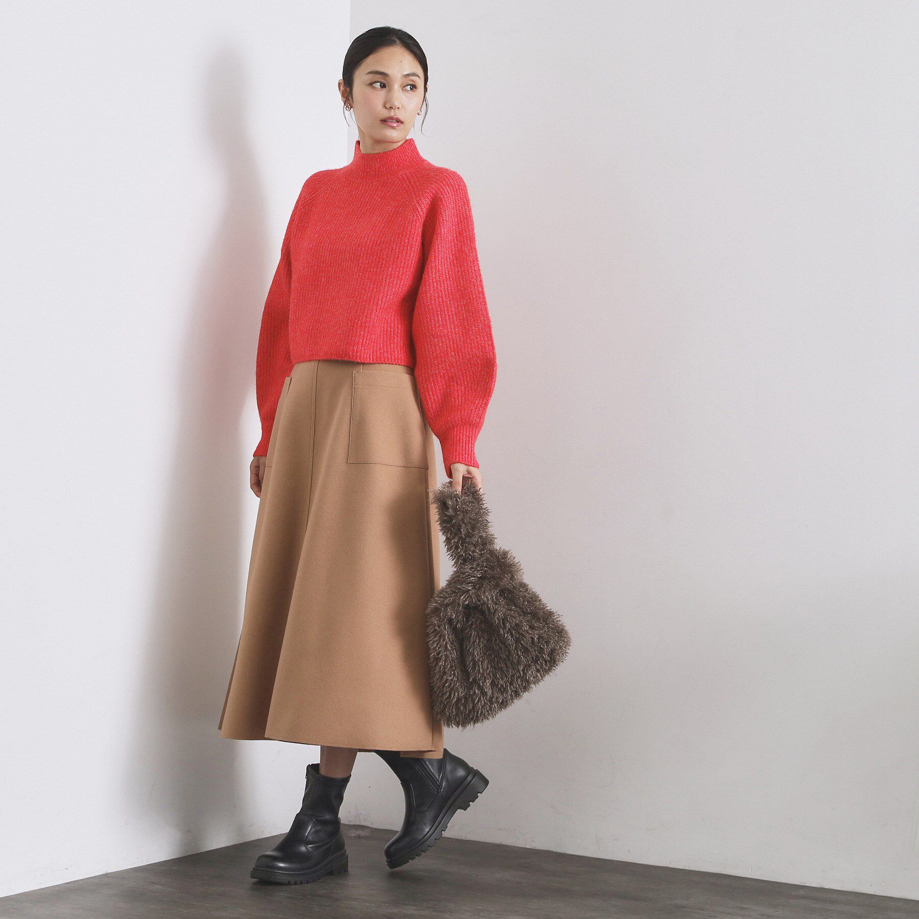 OPAQUE.CLIP「MIXミドルゲージショートあぜニット【洗濯機OK】」|ニット・セーター|