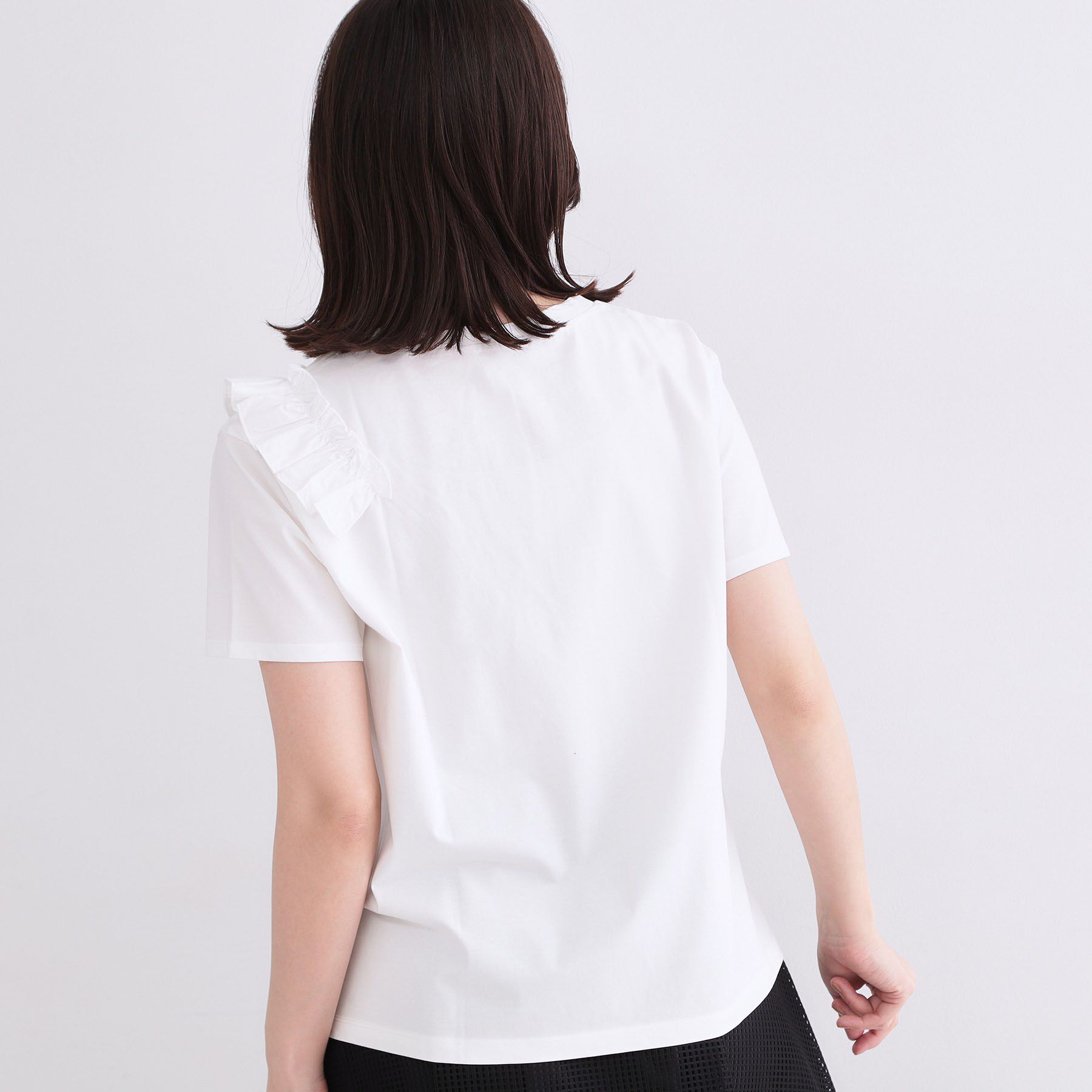 OPAQUE.CLIP「【UVケア／接触冷感】フリルショルダーカットソー《洗濯機OK》」|Tシャツ・カットソー|