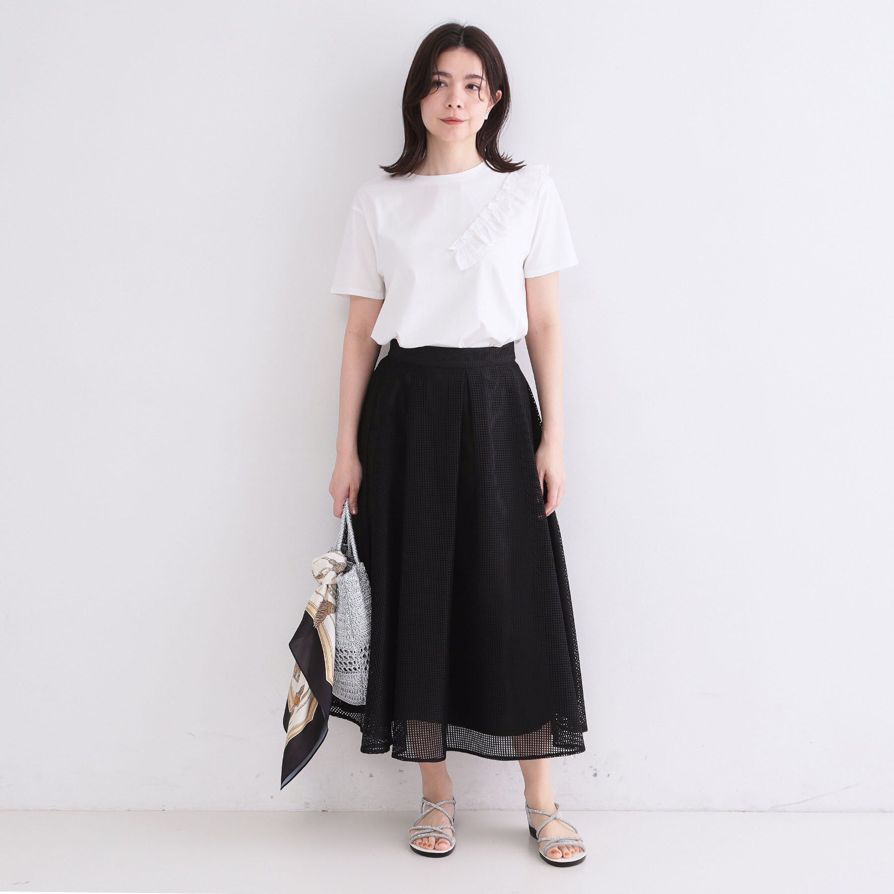 OPAQUE.CLIP「【UVケア／接触冷感】フリルショルダーカットソー《洗濯機OK》」|Tシャツ・カットソー|