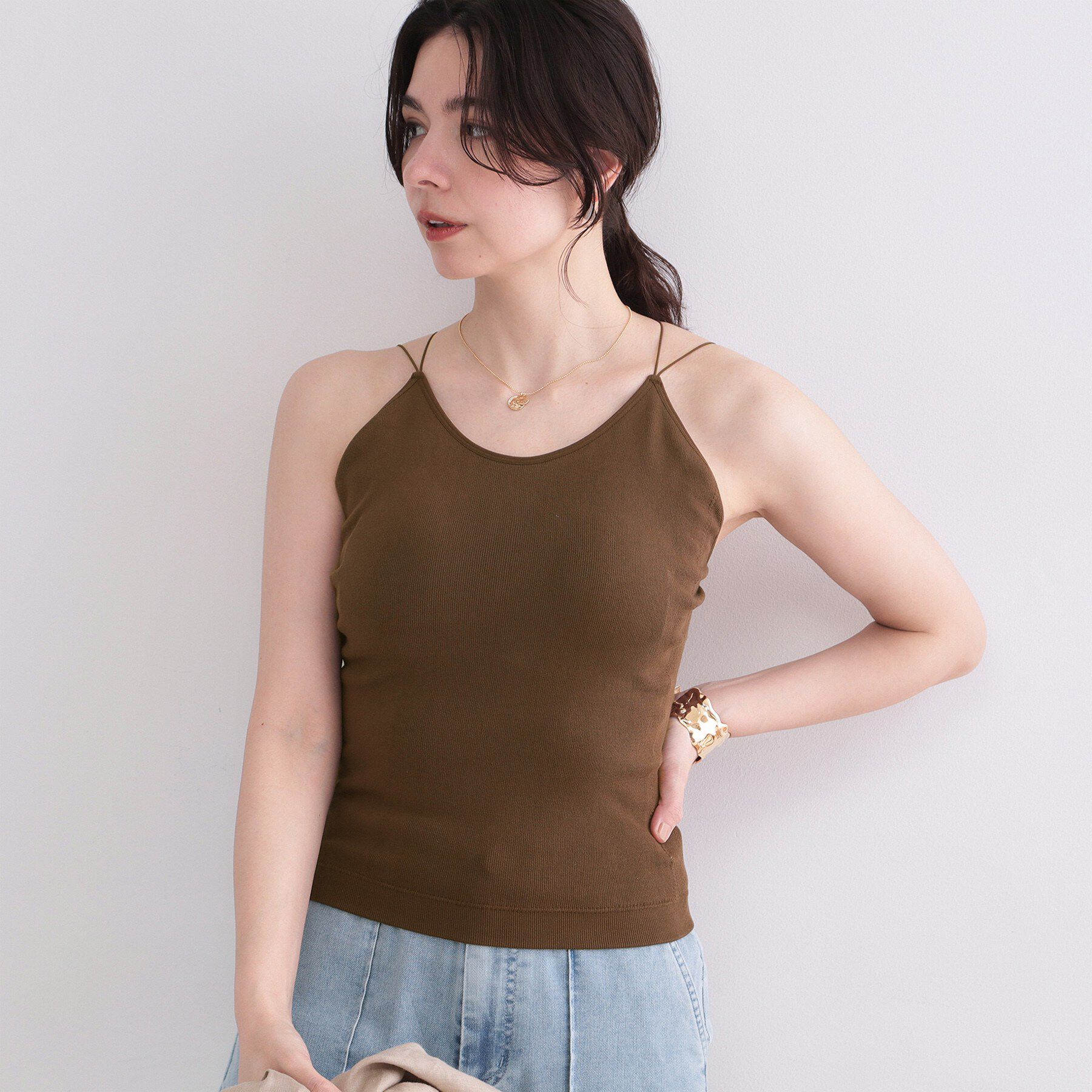 OPAQUE.CLIP「【FRUIT OF THE LOOM／フルーツオブザルーム】カップ付きキャミソール」|キャミソール|ブラウン(044)