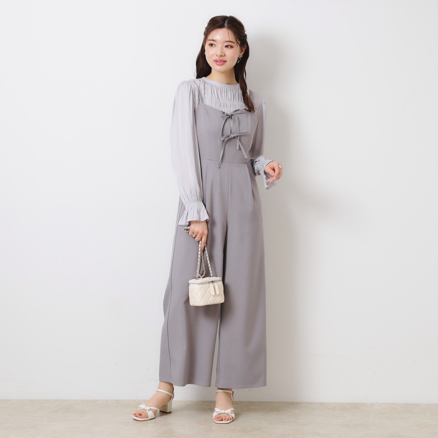 Couture broach「【大人可愛い・肩紐調節可能】リボンキャミサロペット」|オールインワン|