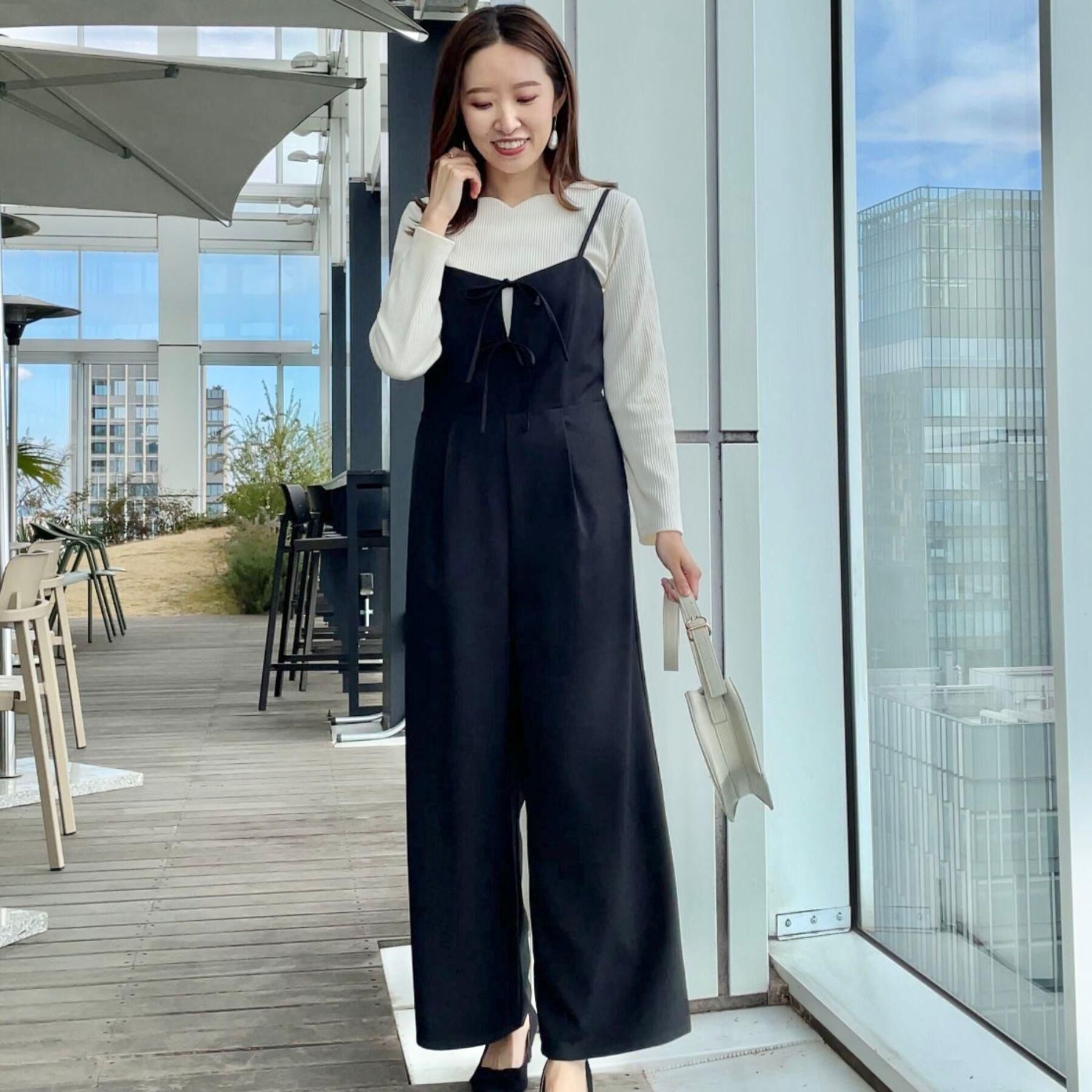 Couture broach「【大人可愛い・肩紐調節可能】リボンキャミサロペット」|オールインワン|