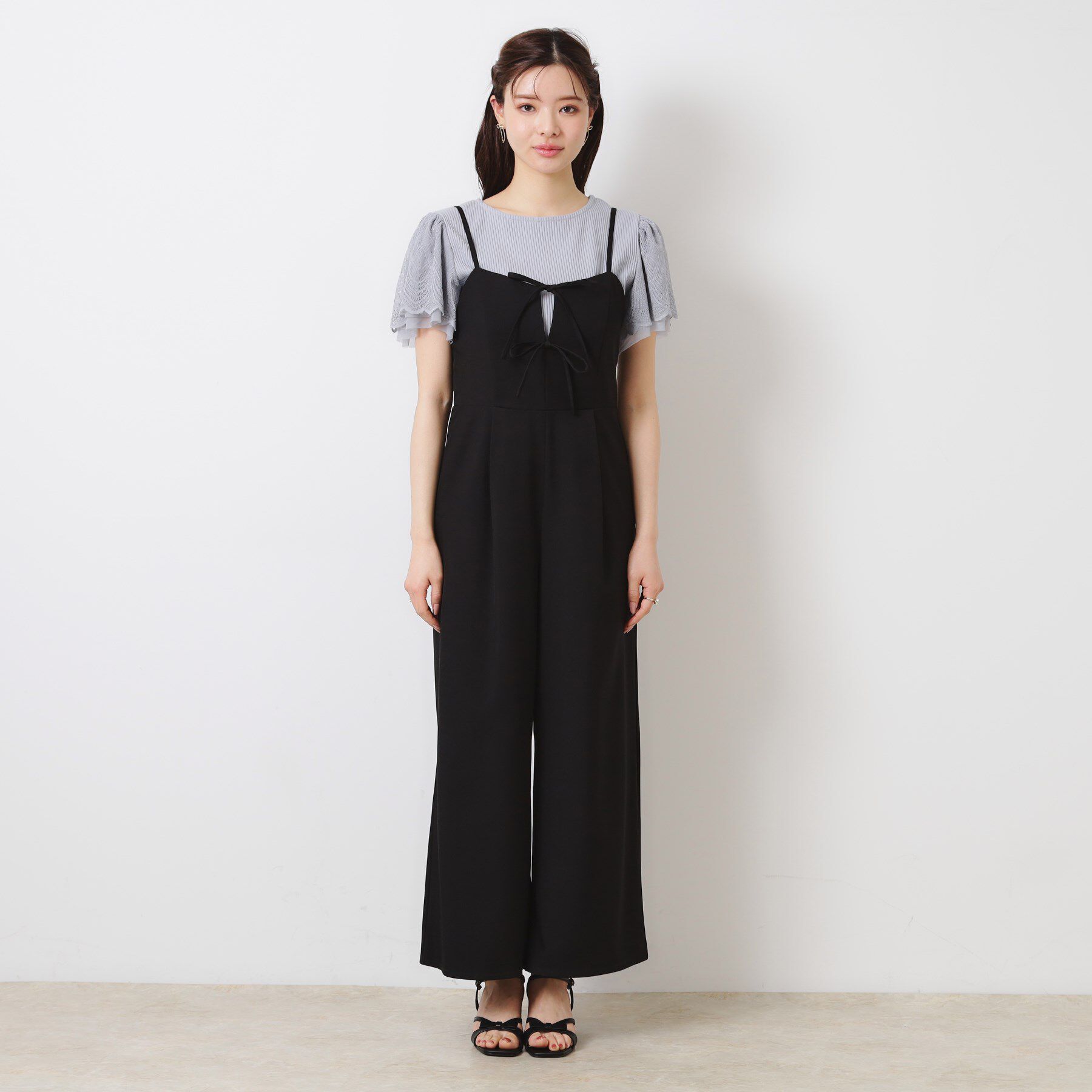 Couture broach「【大人可愛い・肩紐調節可能】リボンキャミサロペット」|オールインワン|