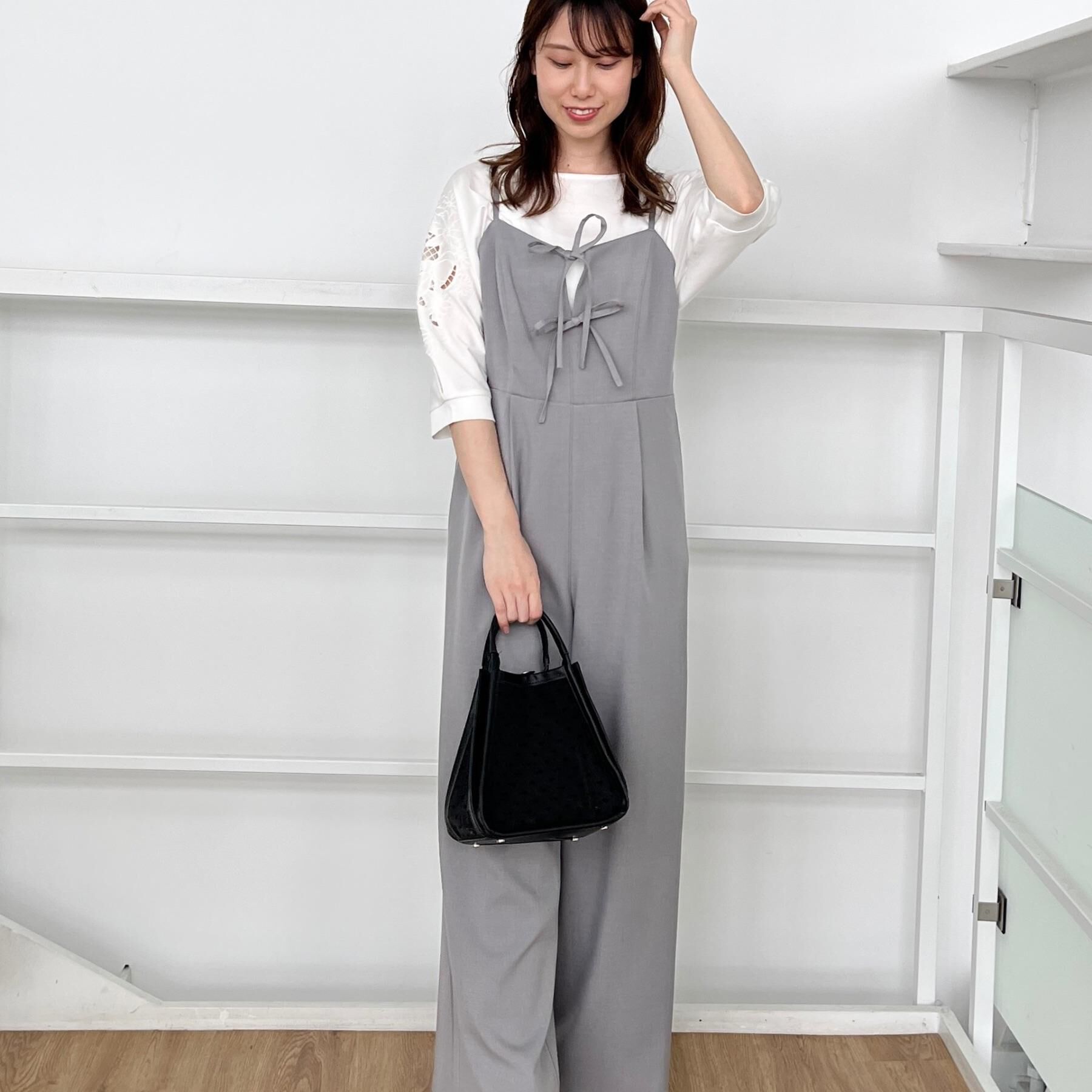 Couture broach「【大人可愛い・肩紐調節可能】リボンキャミサロペット」|オールインワン|