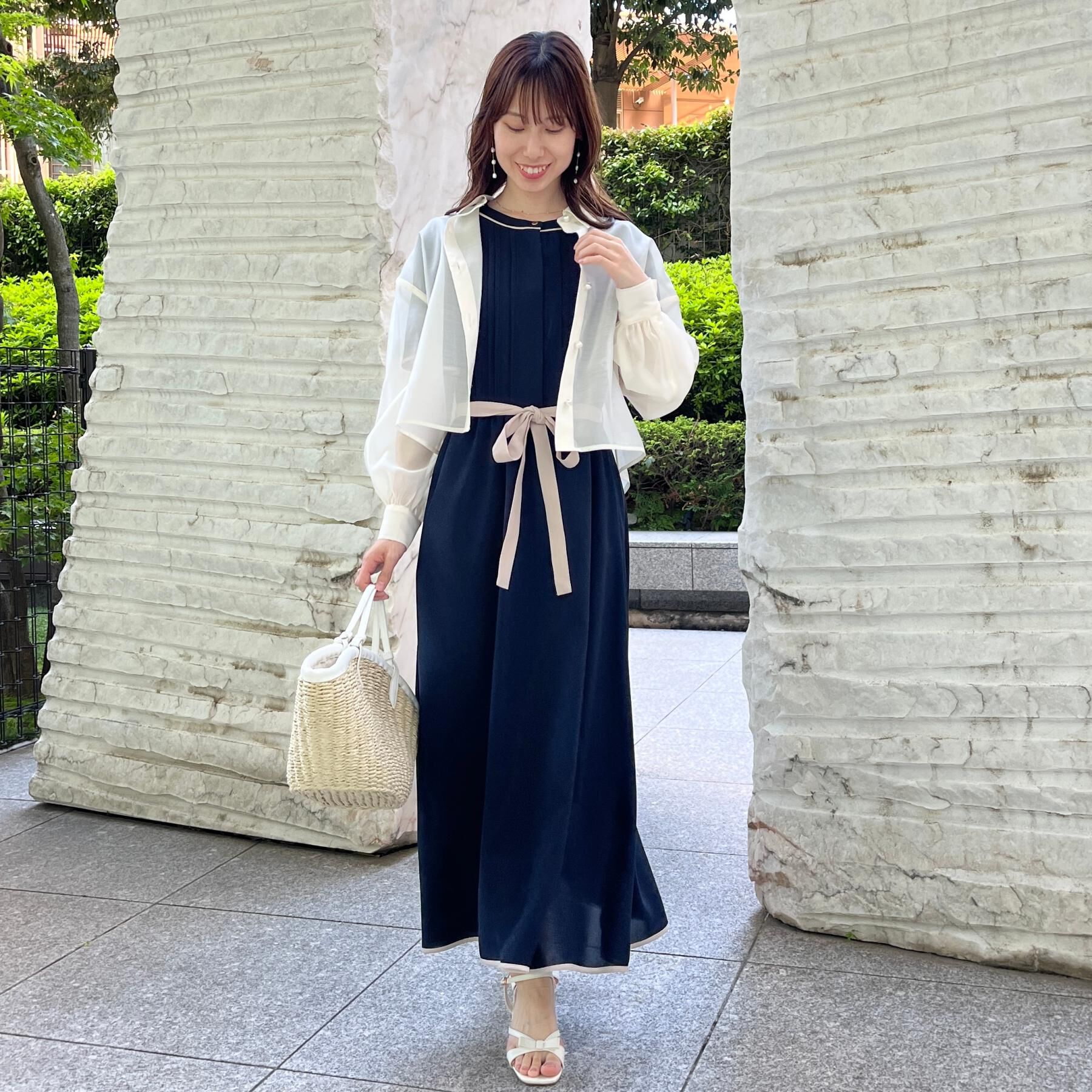 Couture broach「【洗える・オシャレな透け感】パール調ボタンシアーシャツ」|シャツ・ブラウス|