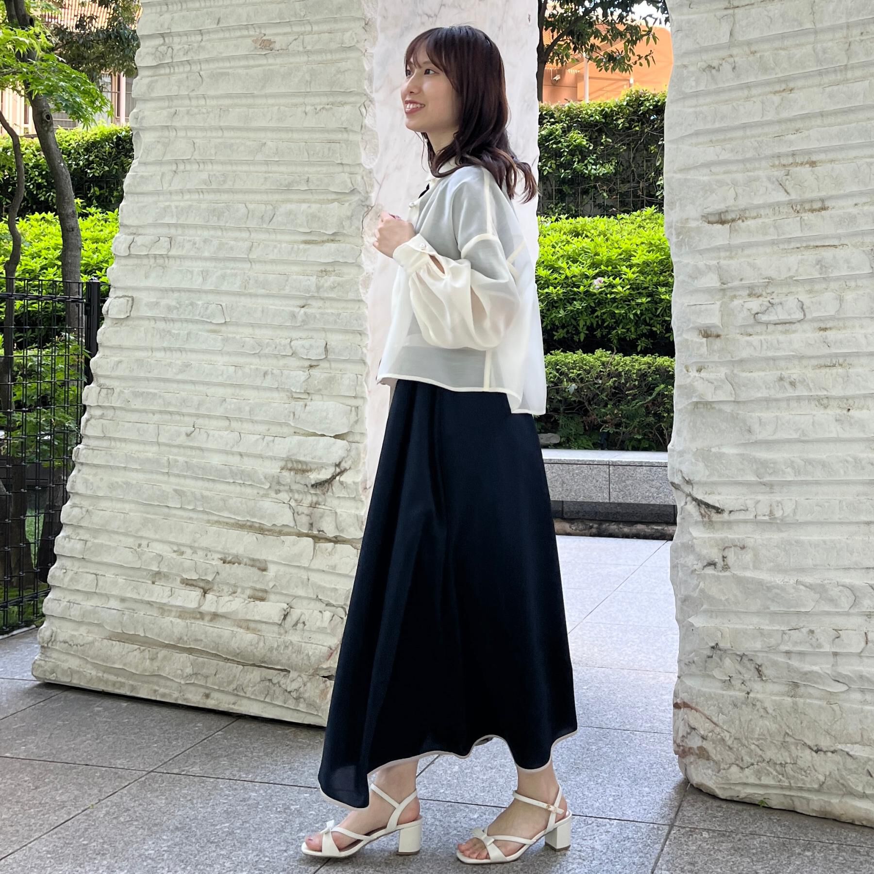 Couture broach「【洗える・オシャレな透け感】パール調ボタンシアーシャツ」|シャツ・ブラウス|