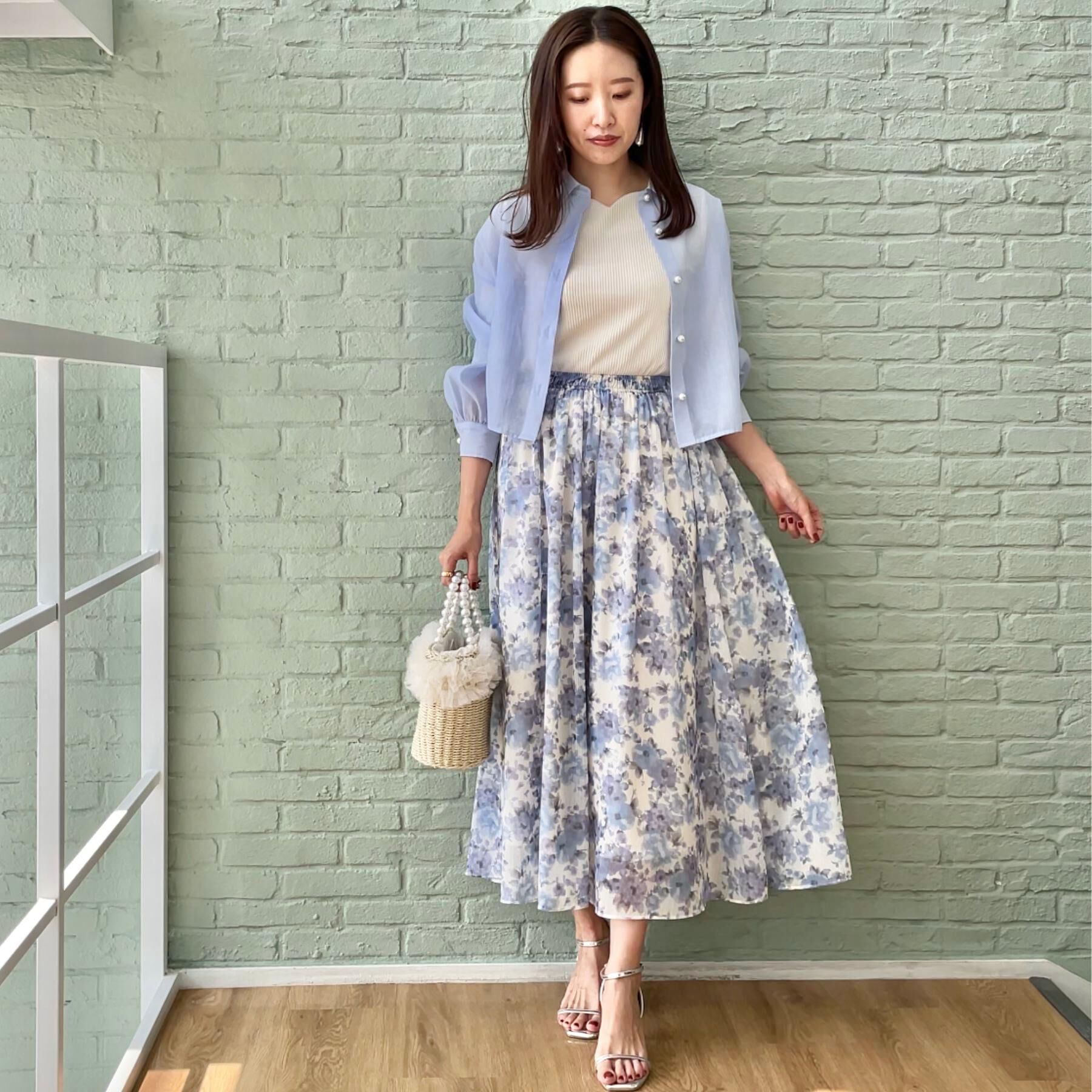 Couture broach「【洗える・オシャレな透け感】パール調ボタンシアーシャツ」|シャツ・ブラウス|