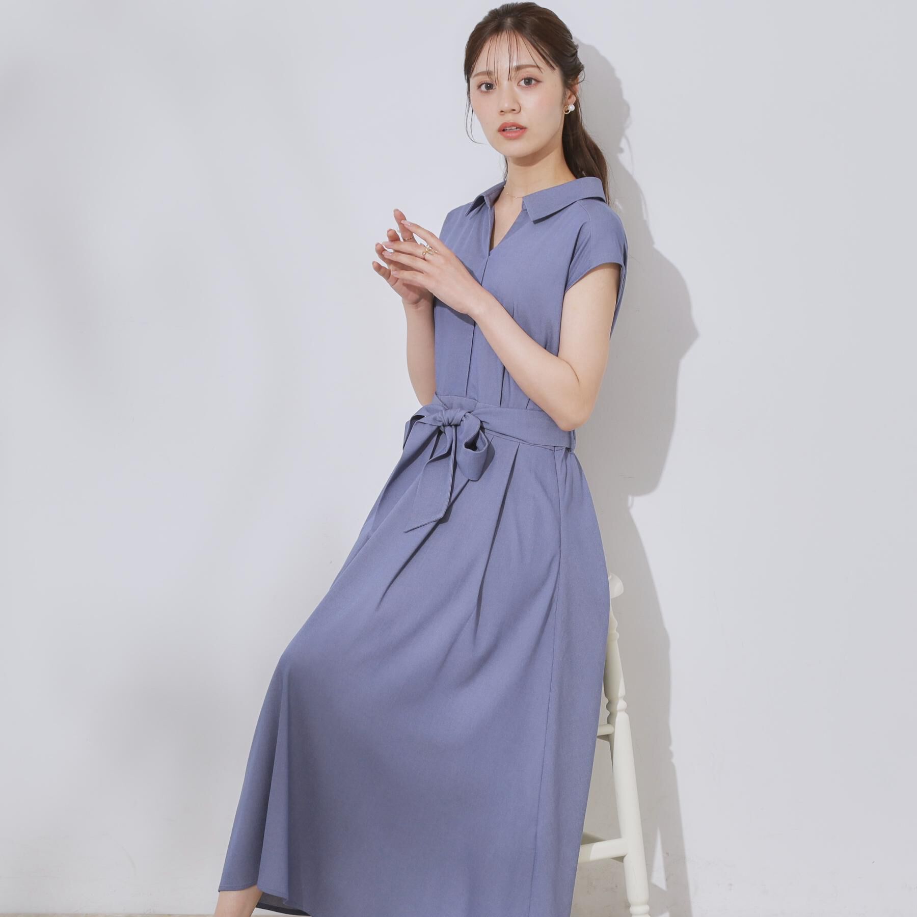 Couture broach「【美シルエット・通勤】シャンブレーシャツワンピース」|ワンピース|