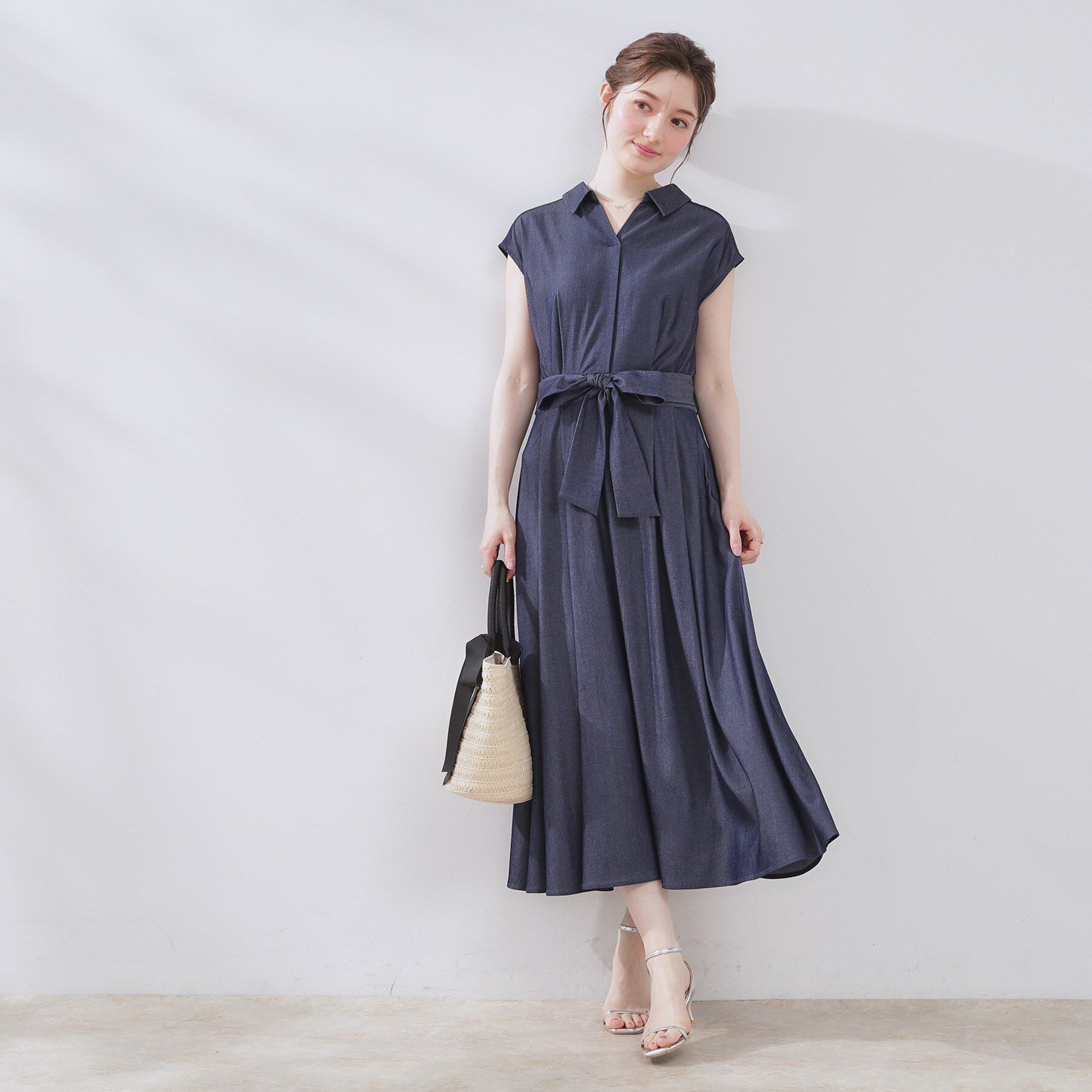 Couture broach「【美シルエット・通勤】シャンブレーシャツワンピース」|ワンピース|