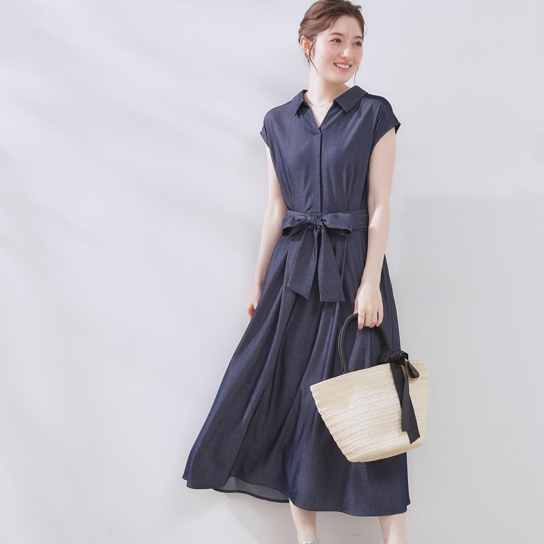 Couture broach「【美シルエット・通勤】シャンブレーシャツワンピース」|ワンピース|