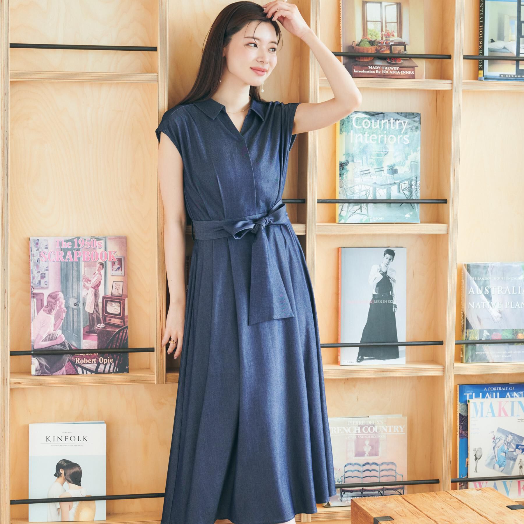 Couture broach「【美シルエット・通勤】シャンブレーシャツワンピース」|ワンピース|