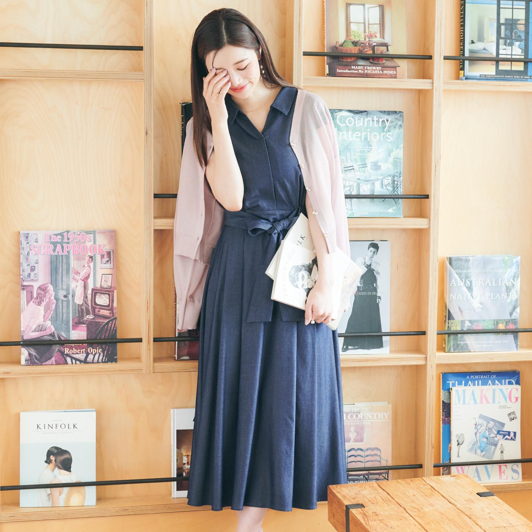 Couture broach「【美シルエット・通勤】シャンブレーシャツワンピース」|ワンピース|