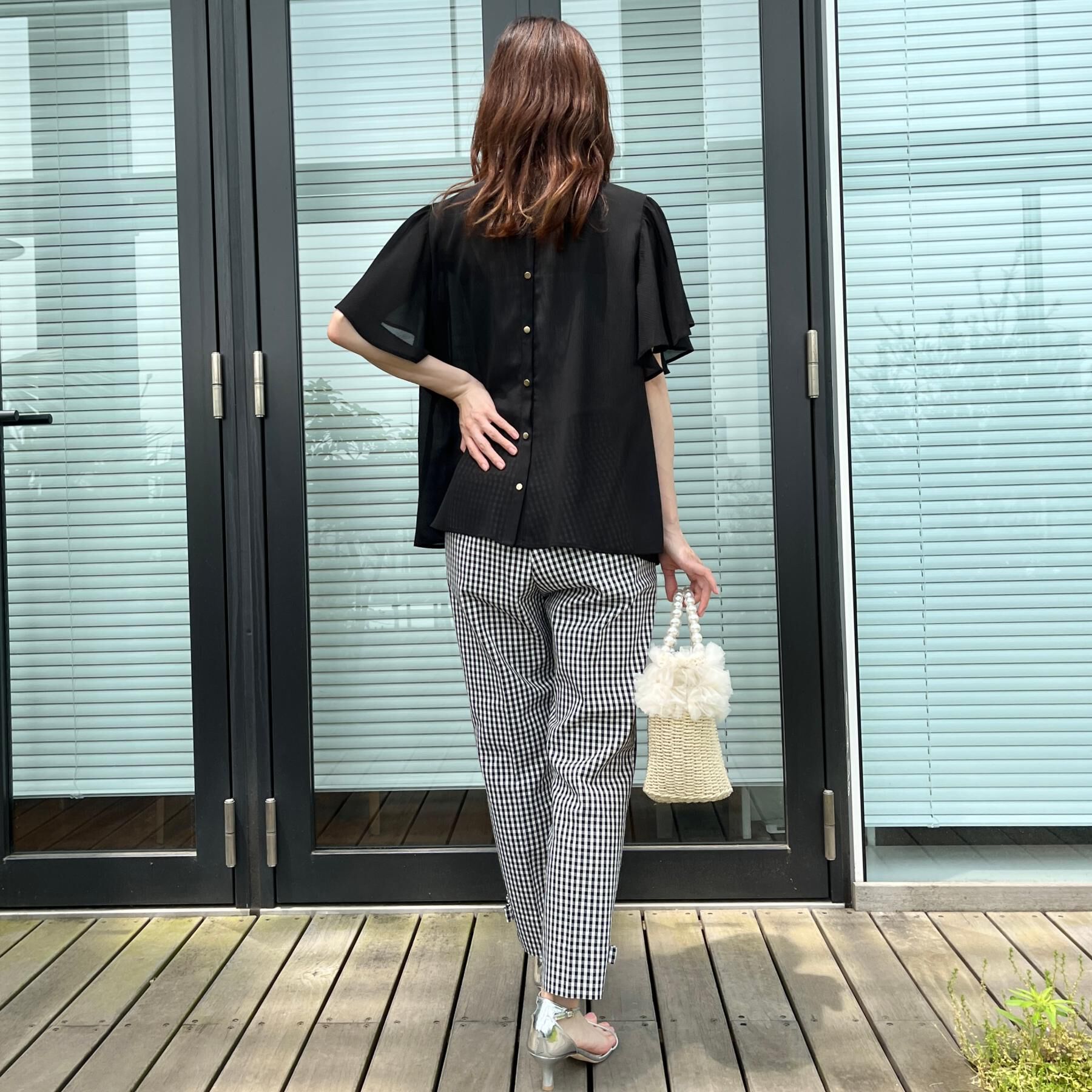 Couture broach「【キレイめ・通勤】前後2WAY楊柳フレアー袖ブラウス」|シャツ・ブラウス|