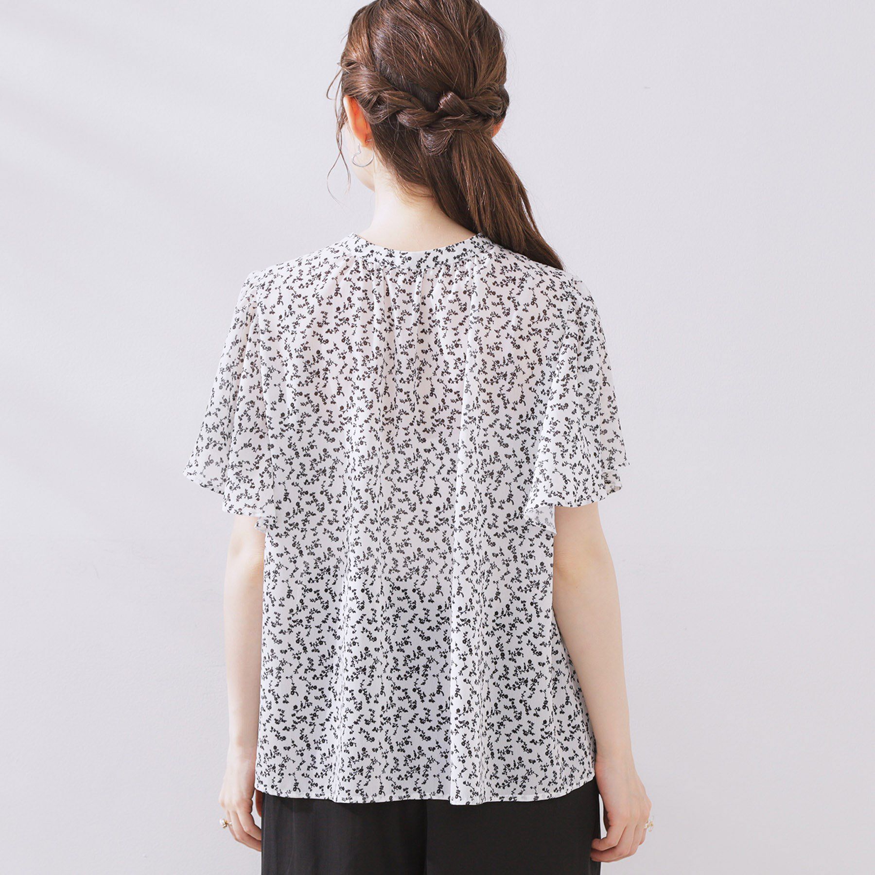 Couture broach「【キレイめ・通勤】前後2WAY楊柳フレアー袖ブラウス」|シャツ・ブラウス|